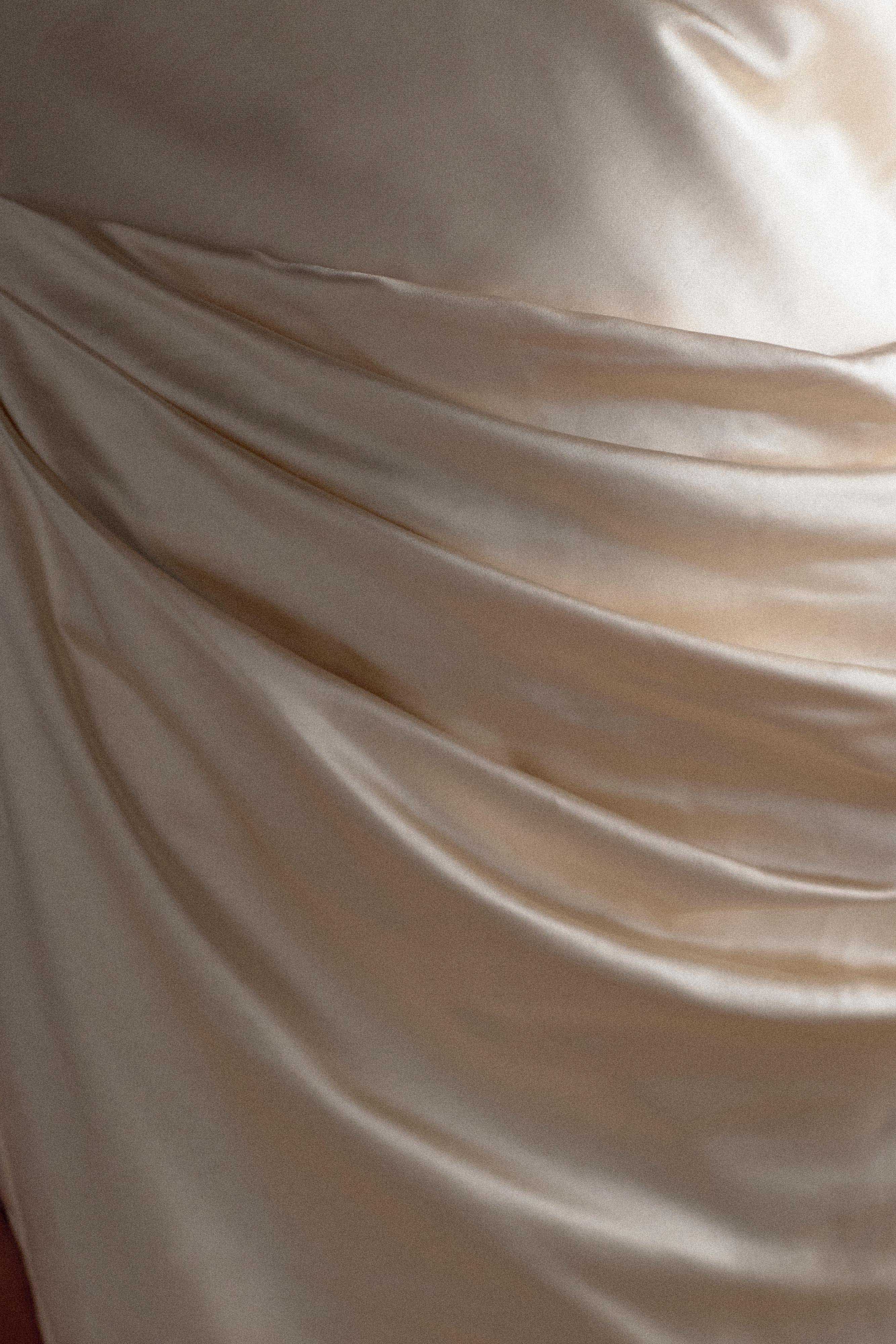 Dalia Off Shoulder Satin Maxi Dress - Blush Gold - Image 9