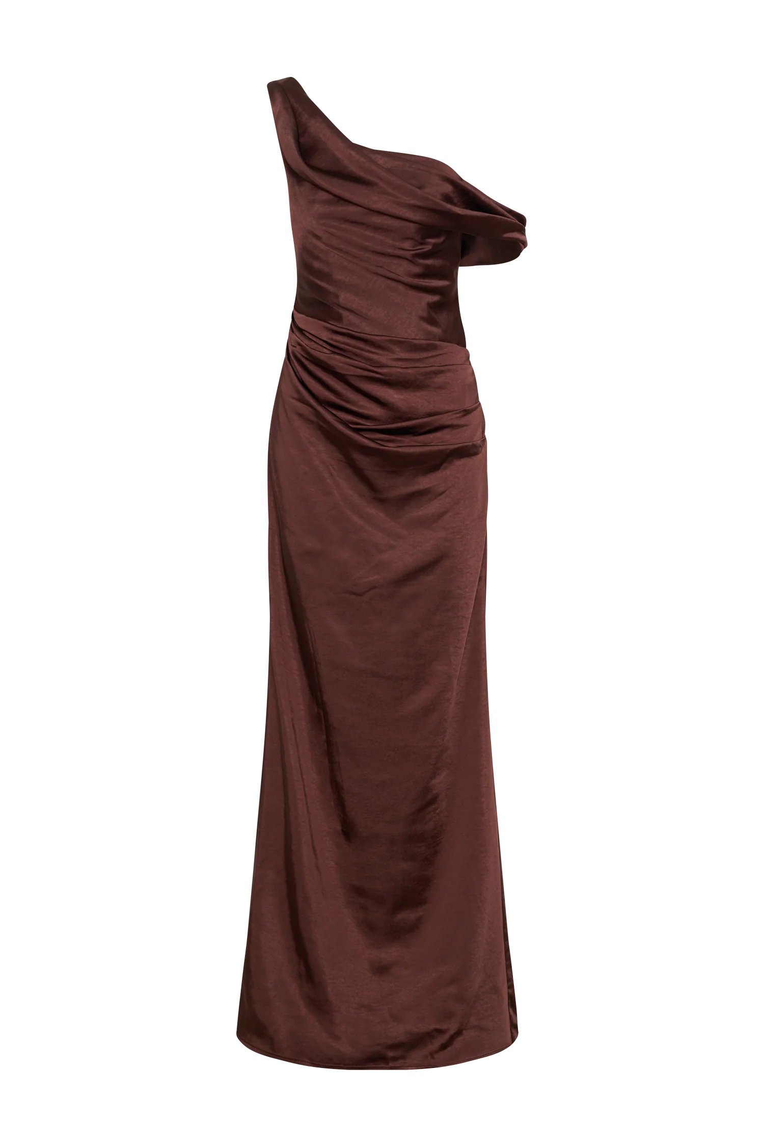 Dalia Off Shoulder Satin Maxi Dress - Dark Chocolate - Image 14