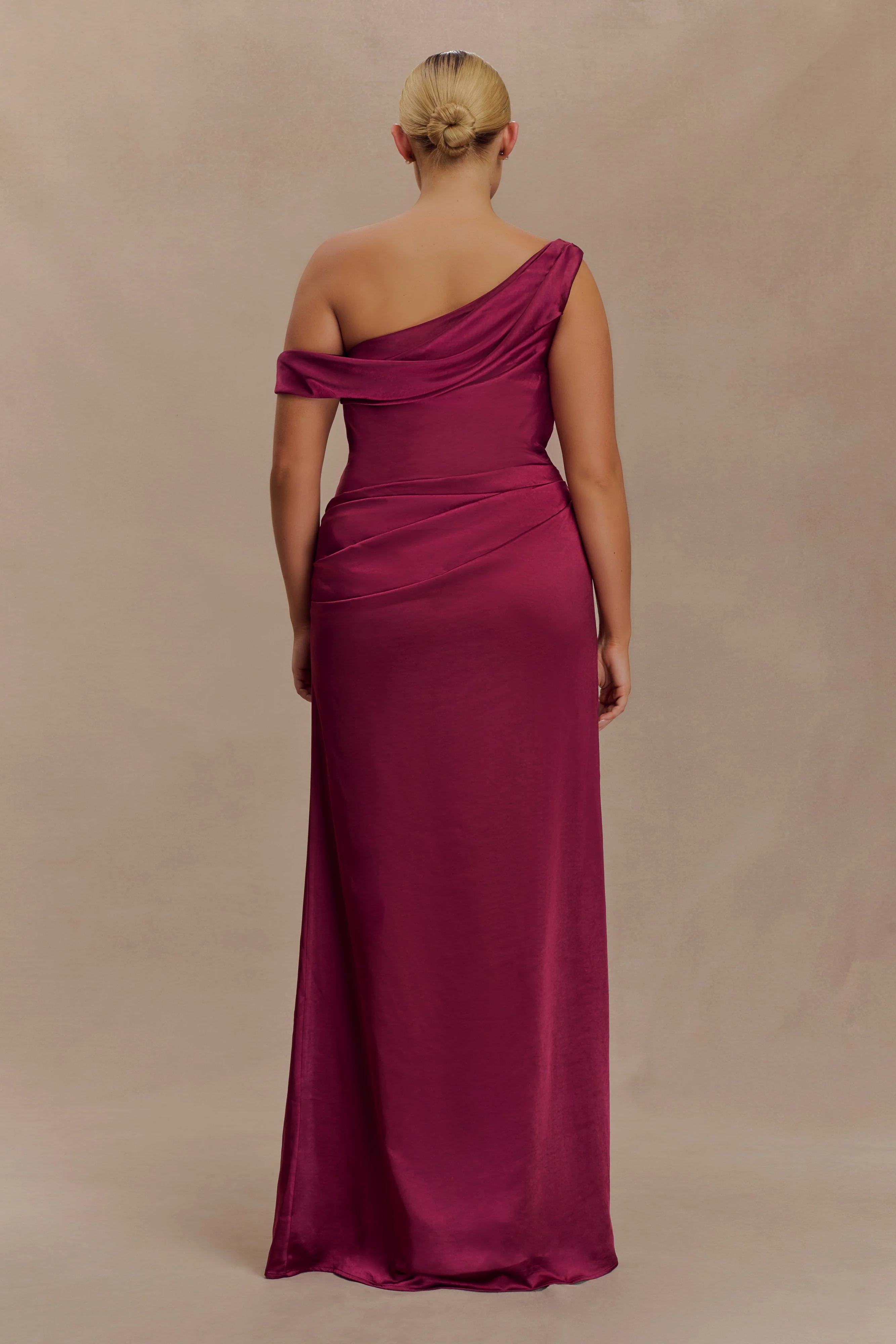 Dalia Off Shoulder Satin Maxi Dress - Mahogany - Image 5