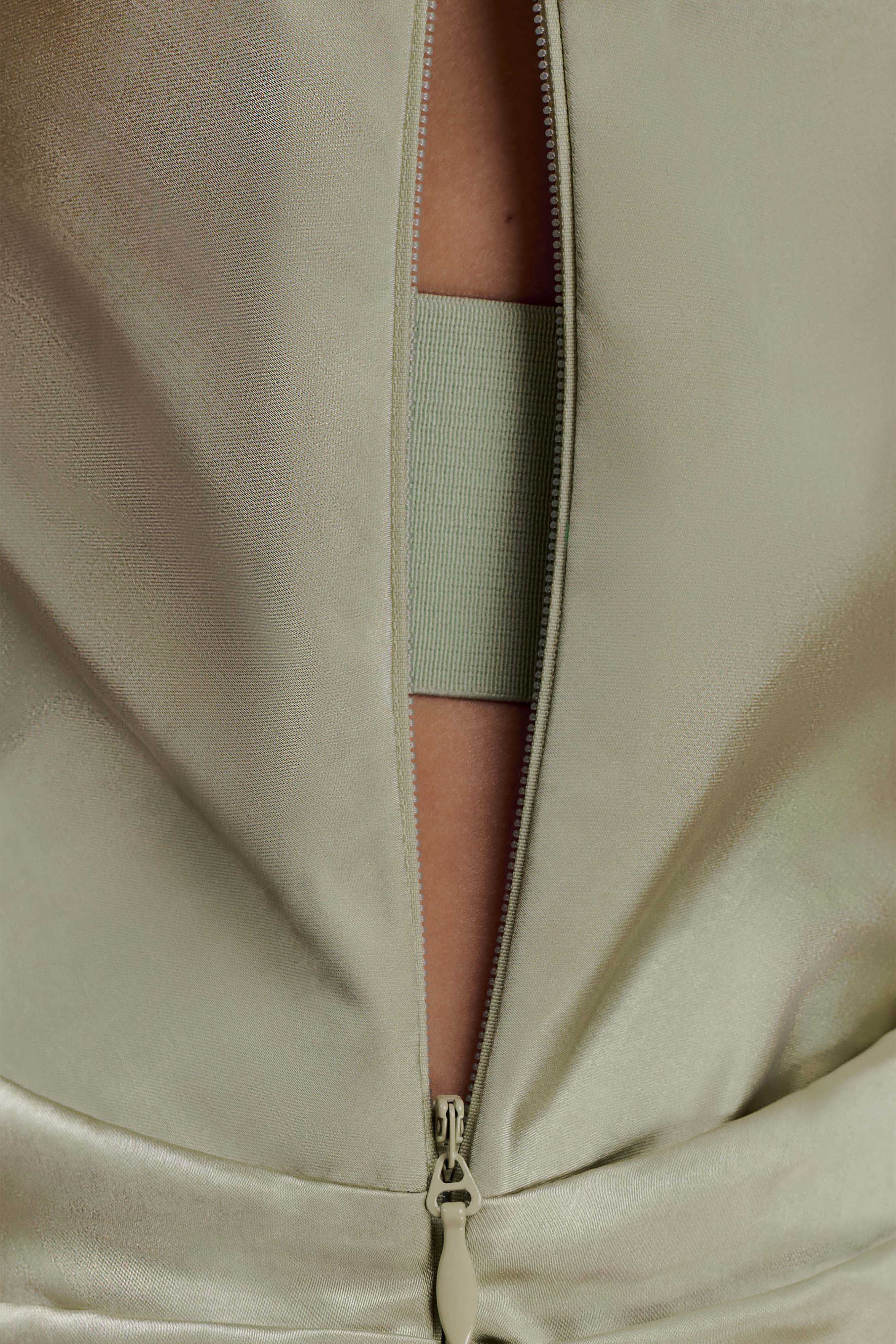 Dalia Off Shoulder Satin Maxi Dress - Sage - Image 4