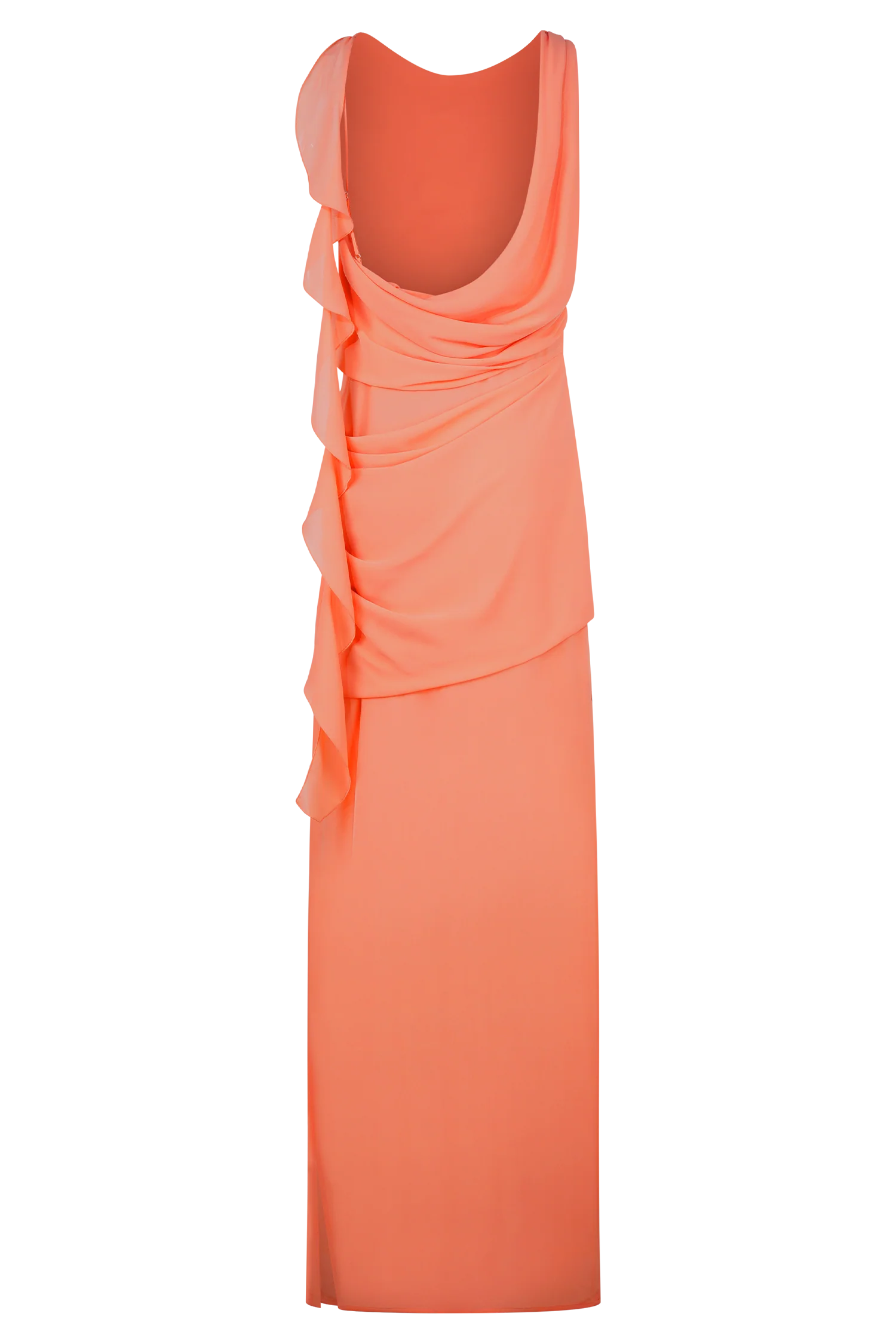 Daria Draped Chiffon Maxi Dress - Pastel Nectarine - Image 6