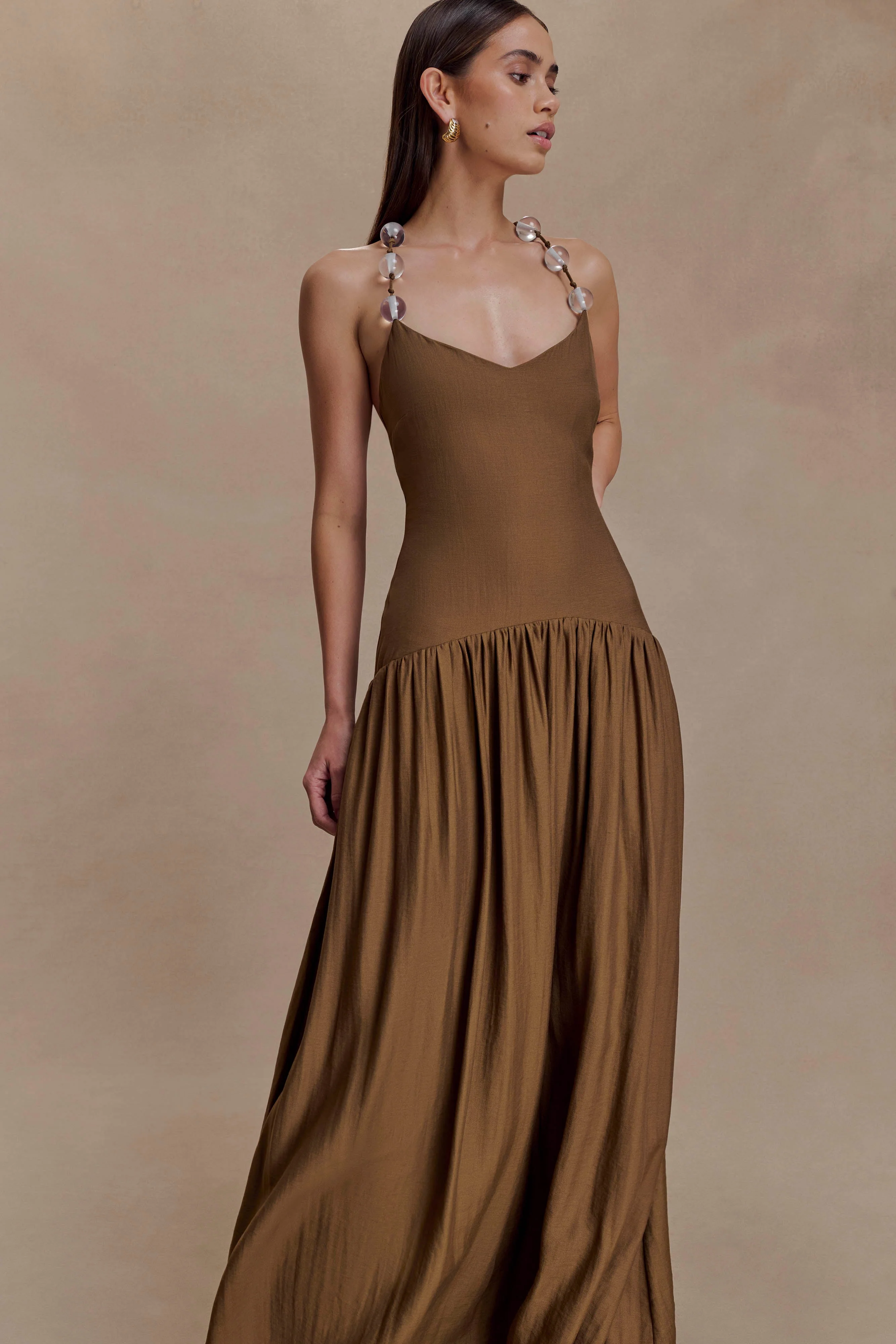 Darling Linen Maxi Dress - Chocolate - Image 7