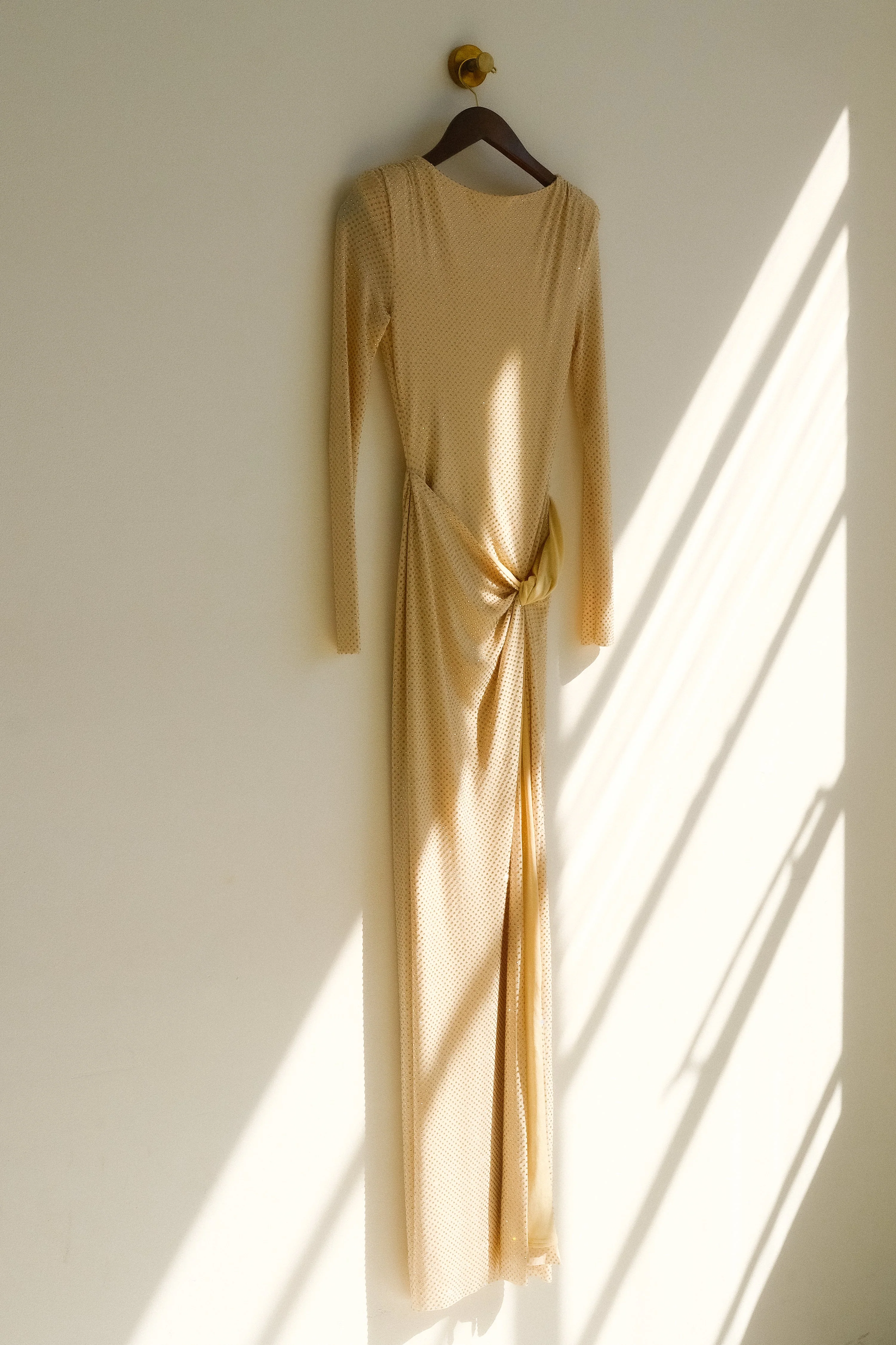 Deanna Long Sleeve Diamante Maxi Dress - Gold - Image 9