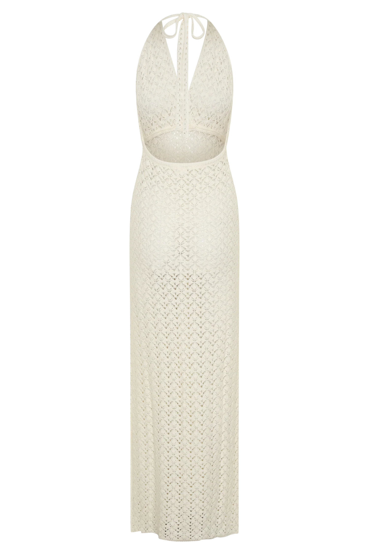 Deeliah Halterneck Crochet Maxi Dress -  Ivory - Image 8