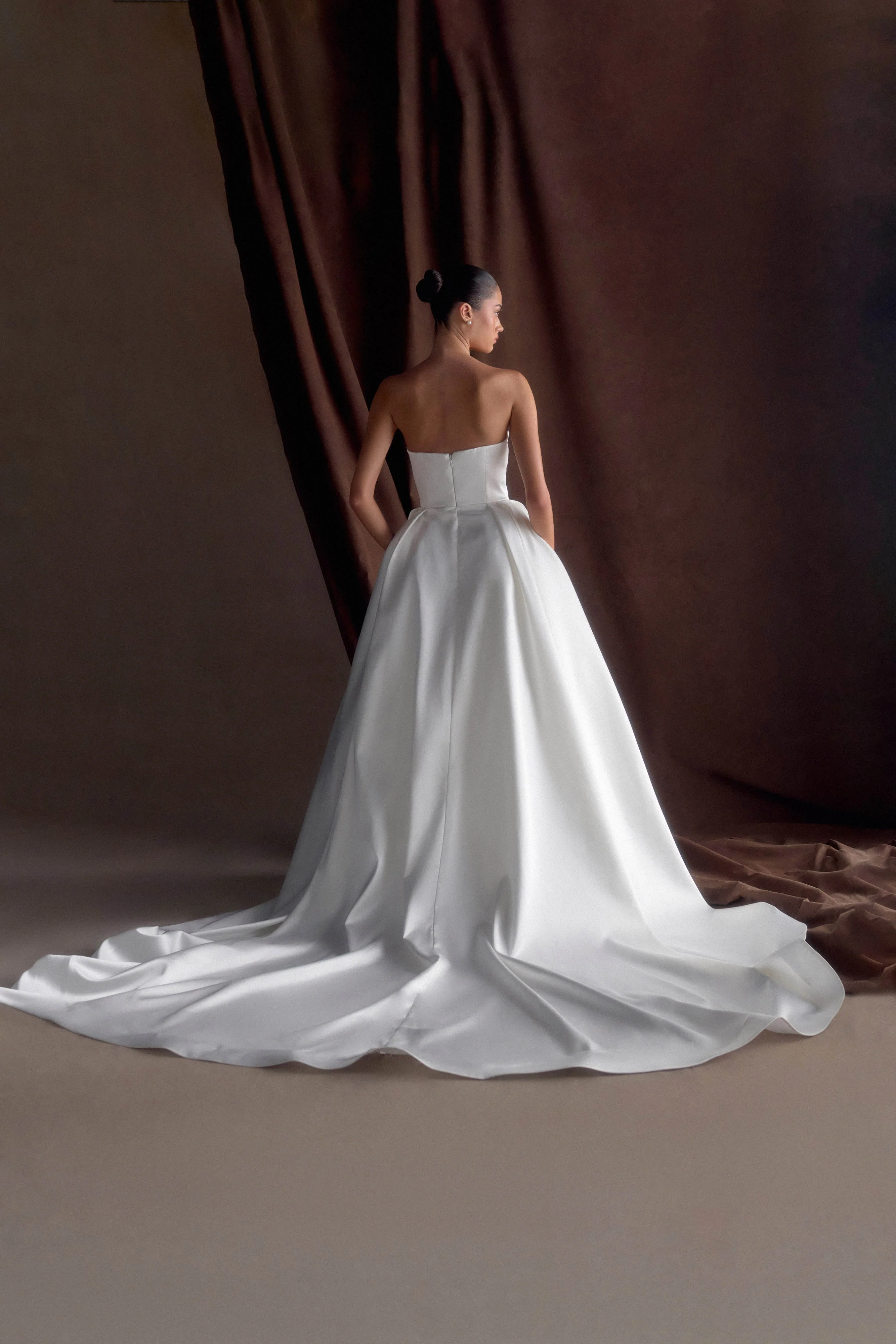 Delphine Satin Strapless Maxi Gown - White - Image 6