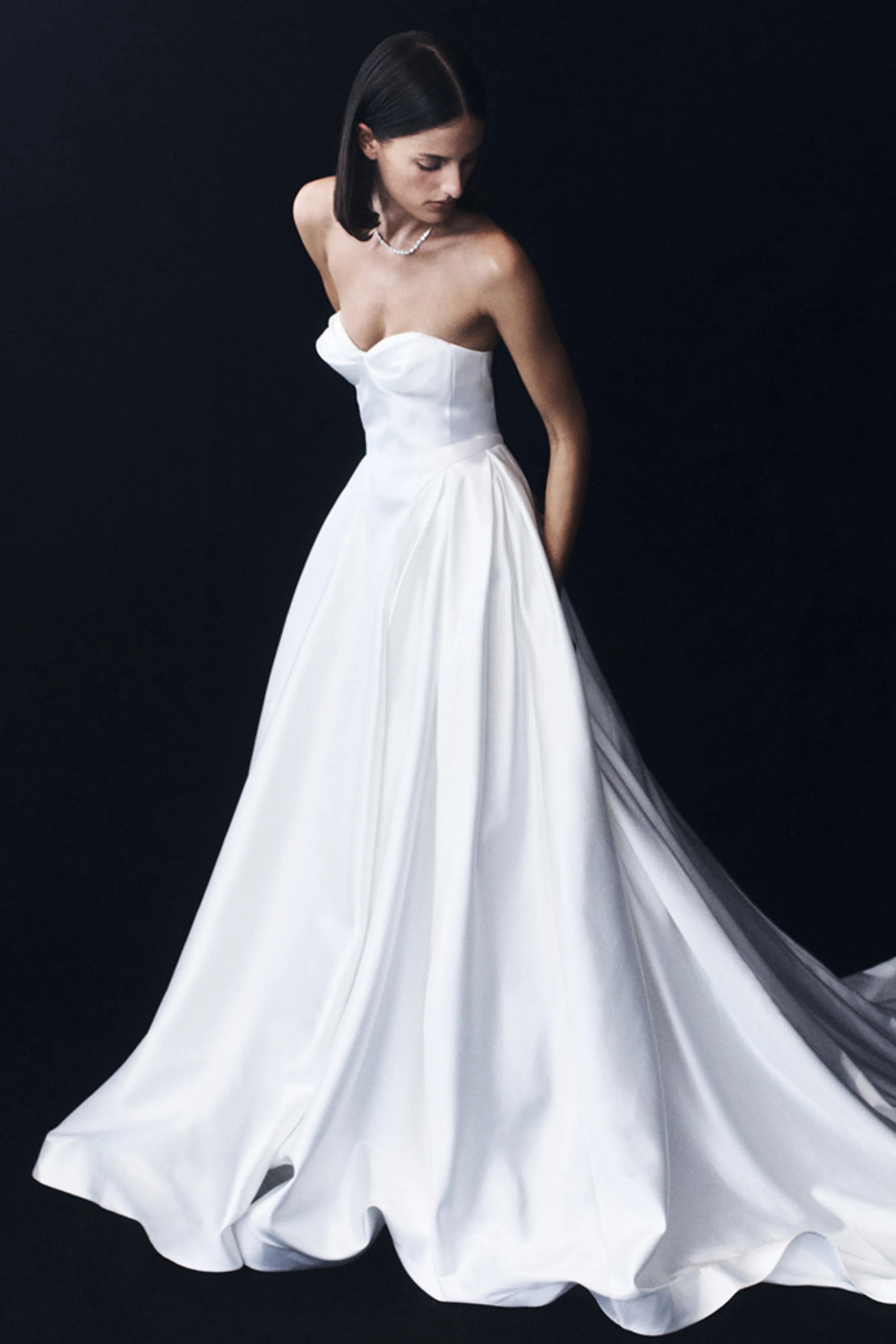 Delphine Satin Strapless Maxi Gown - White - Image 7