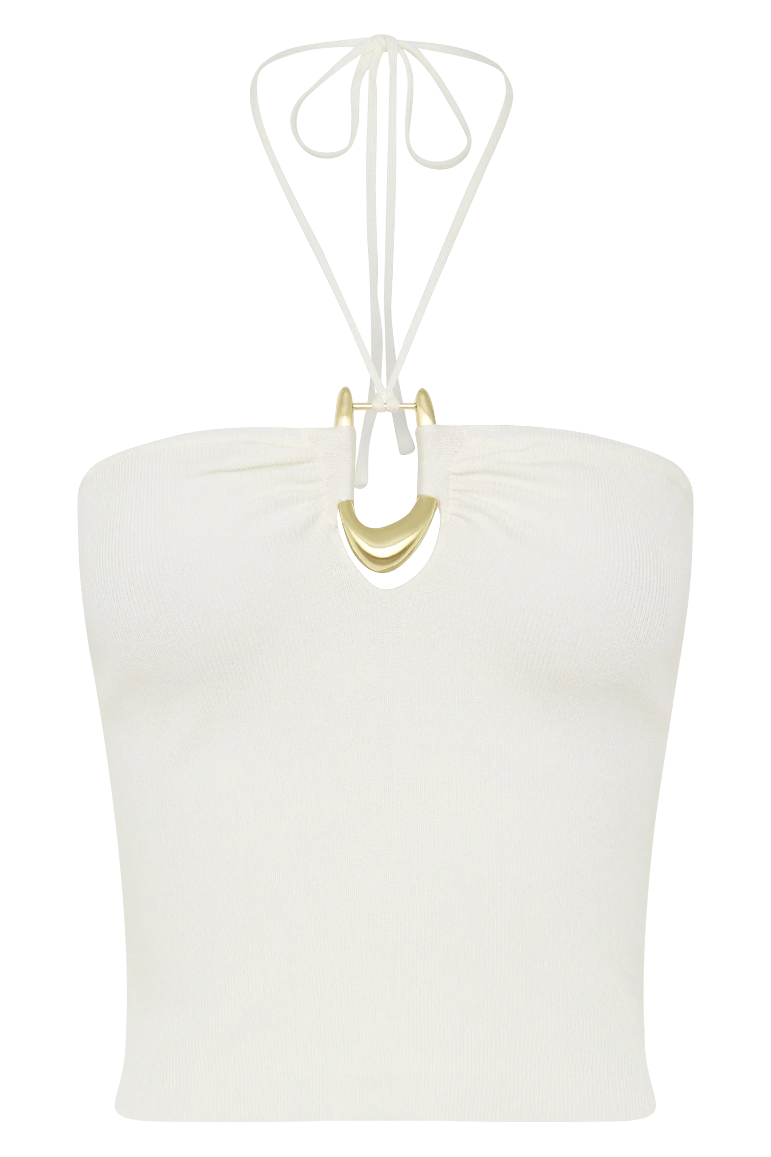 Dimitri Knit Halter Top With Hardware - Ivory - Image 11