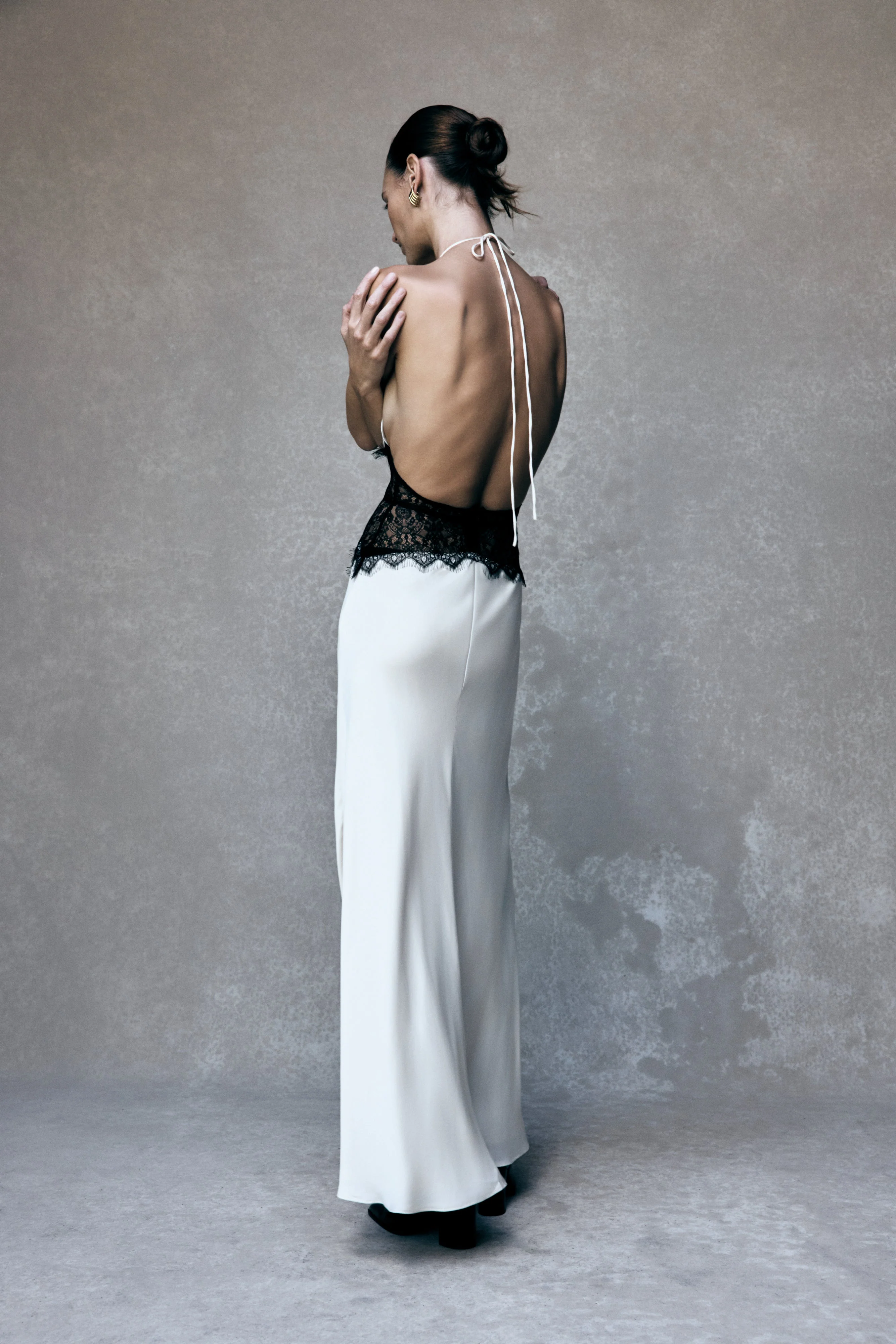 Dinah Lace And Satin Maxi Dress - Black/Ivory - Image 2