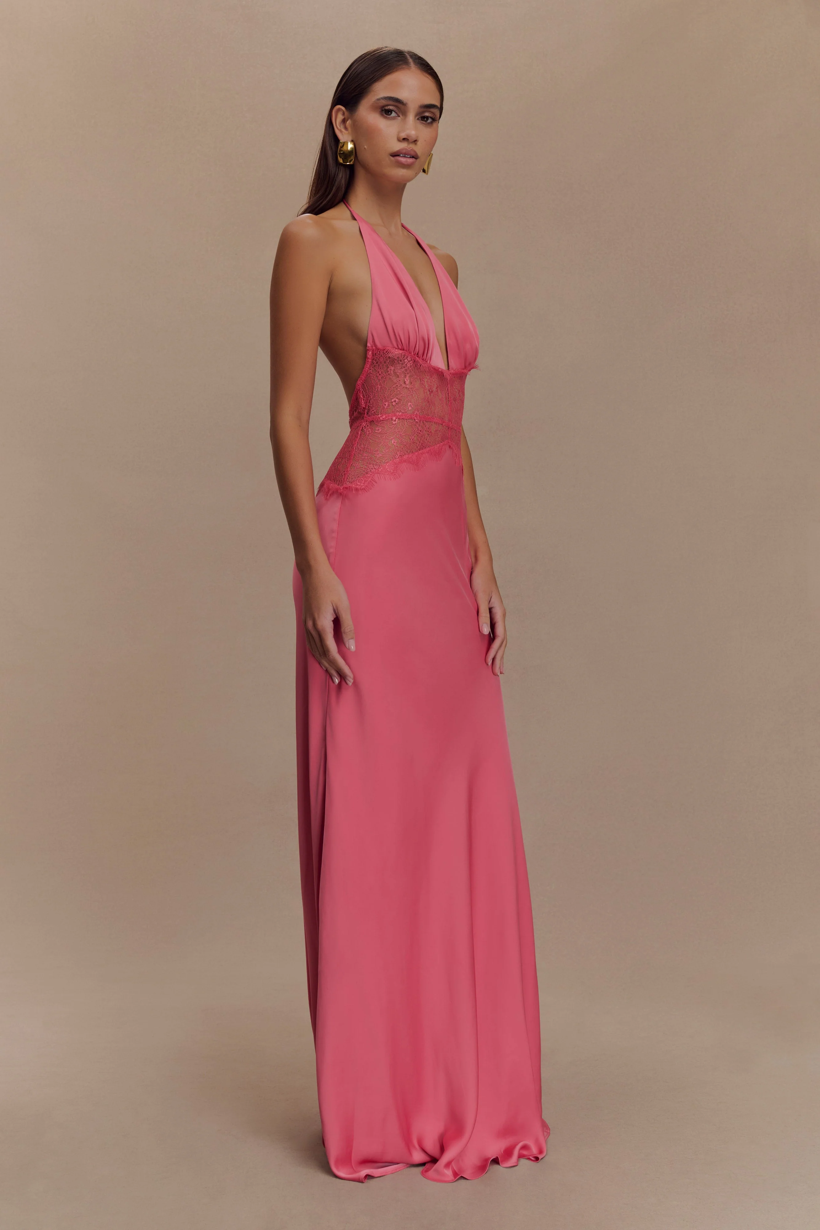 Dinah Lace And Satin Maxi Dress - Blush Rose - Image 2