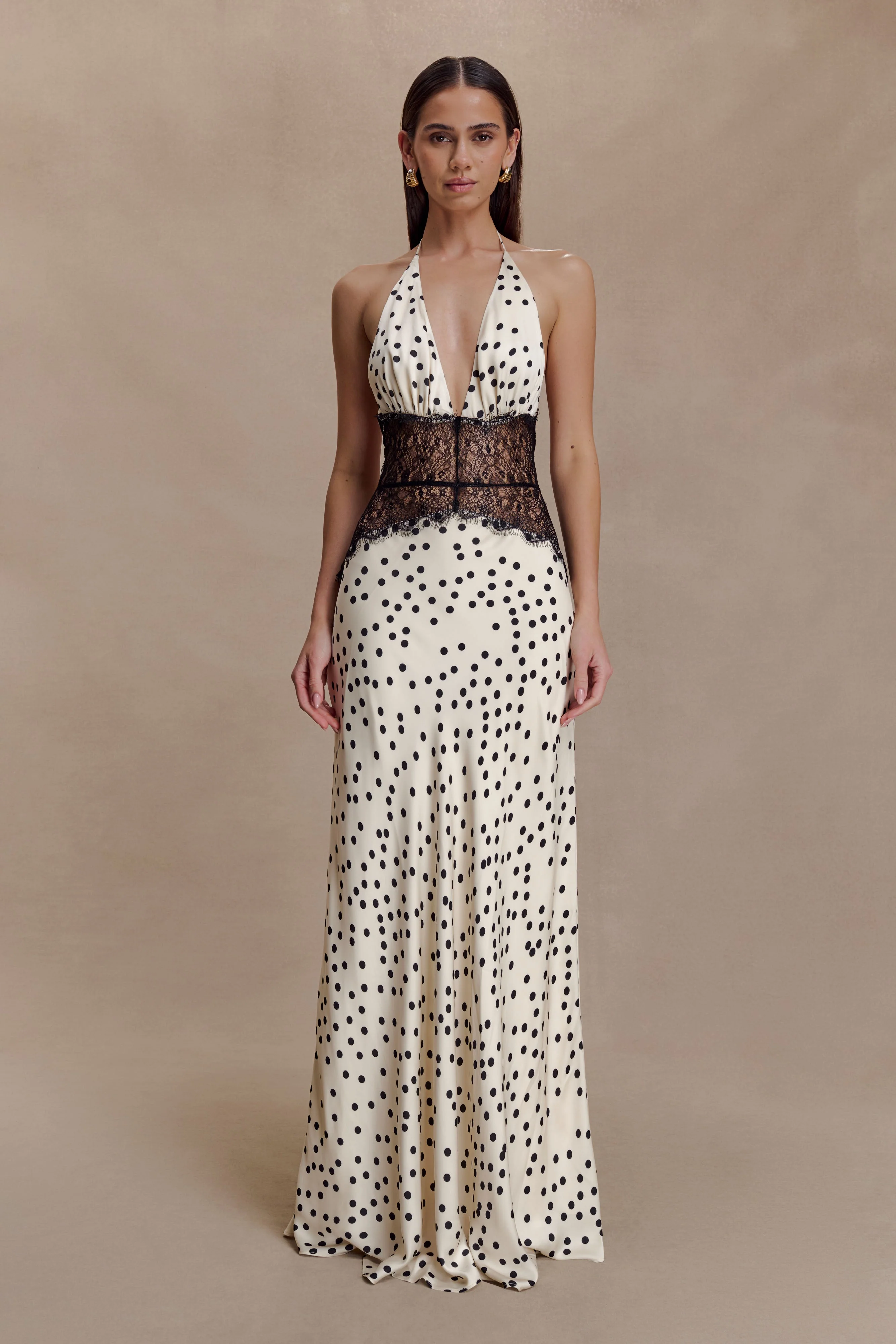 Dinah Lace And Satin Maxi Dress - Polkadot - Image 2