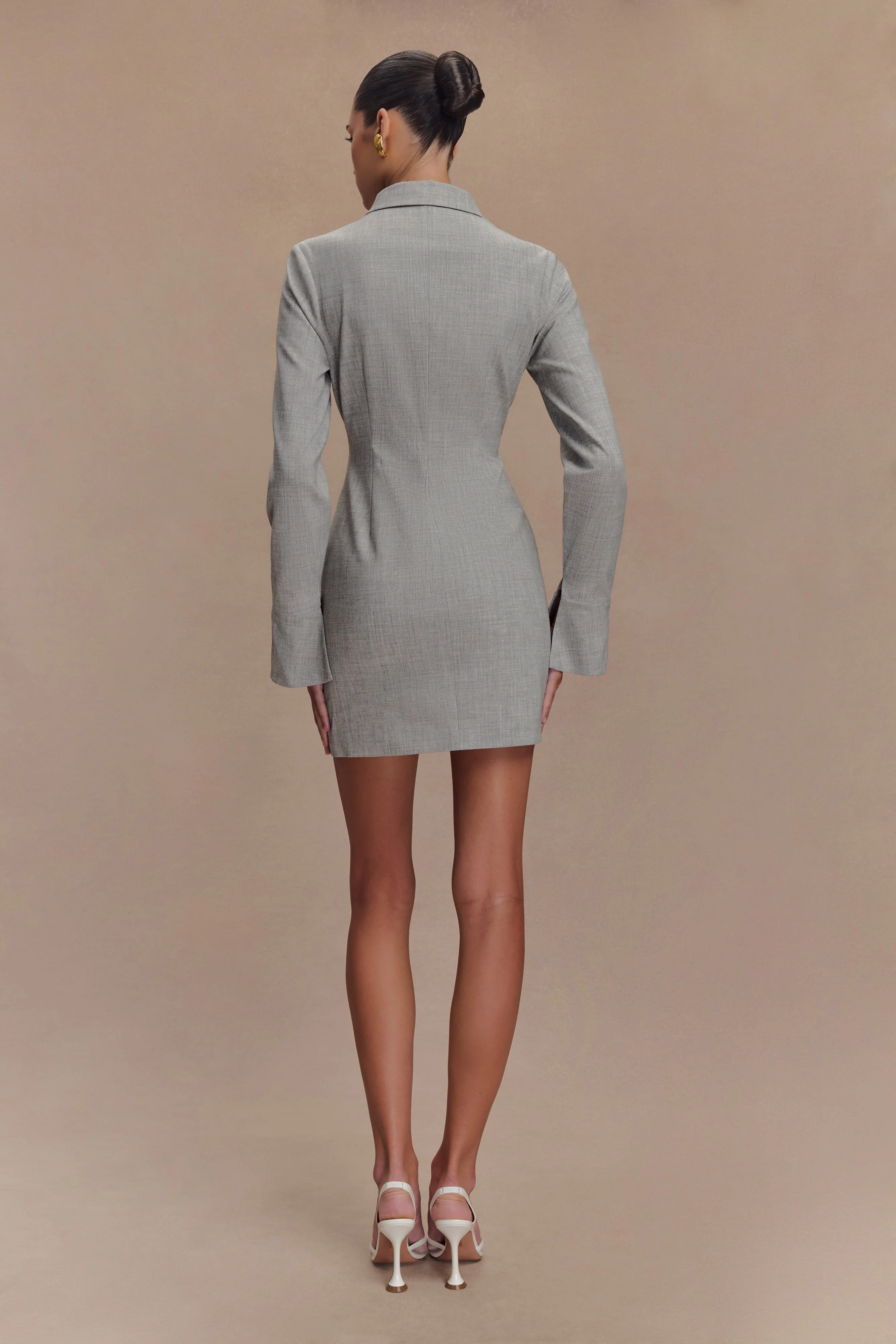 Dorian Fitted Shirt Mini Dress - Charcoal Marle - Image 2