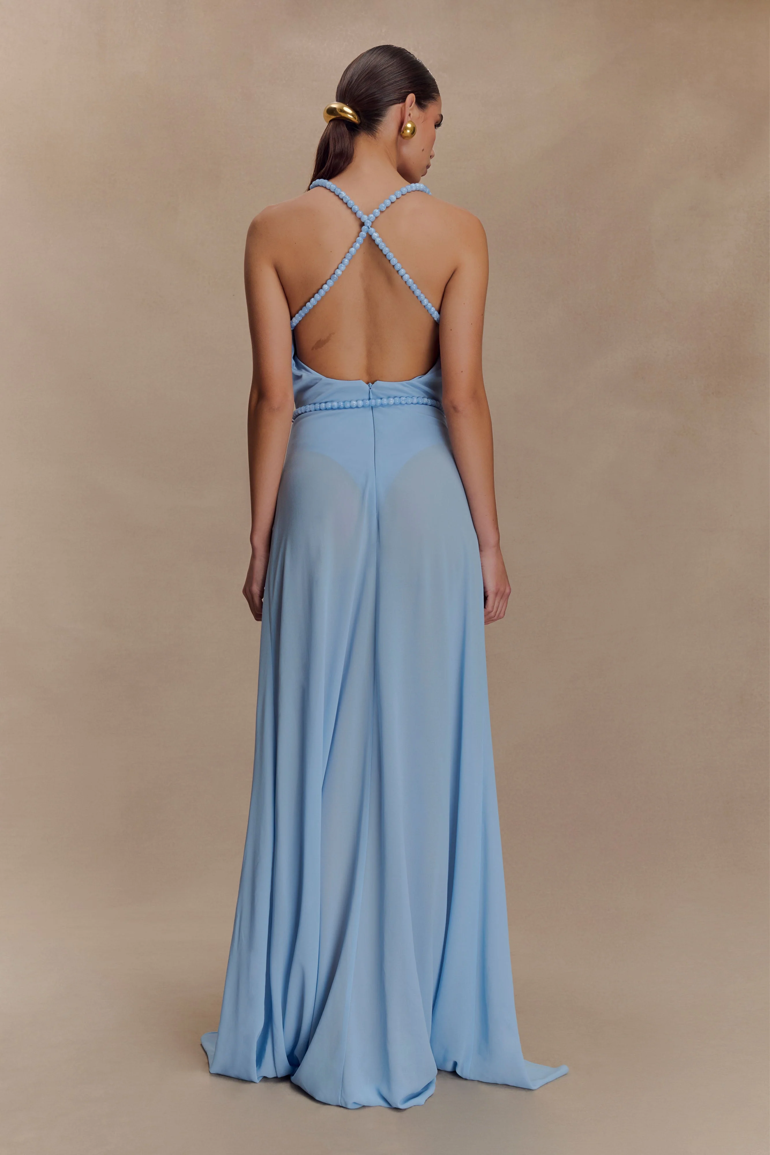 Elaine Chiffon Beaded Maxi Dress - Sky Blue - Image 4