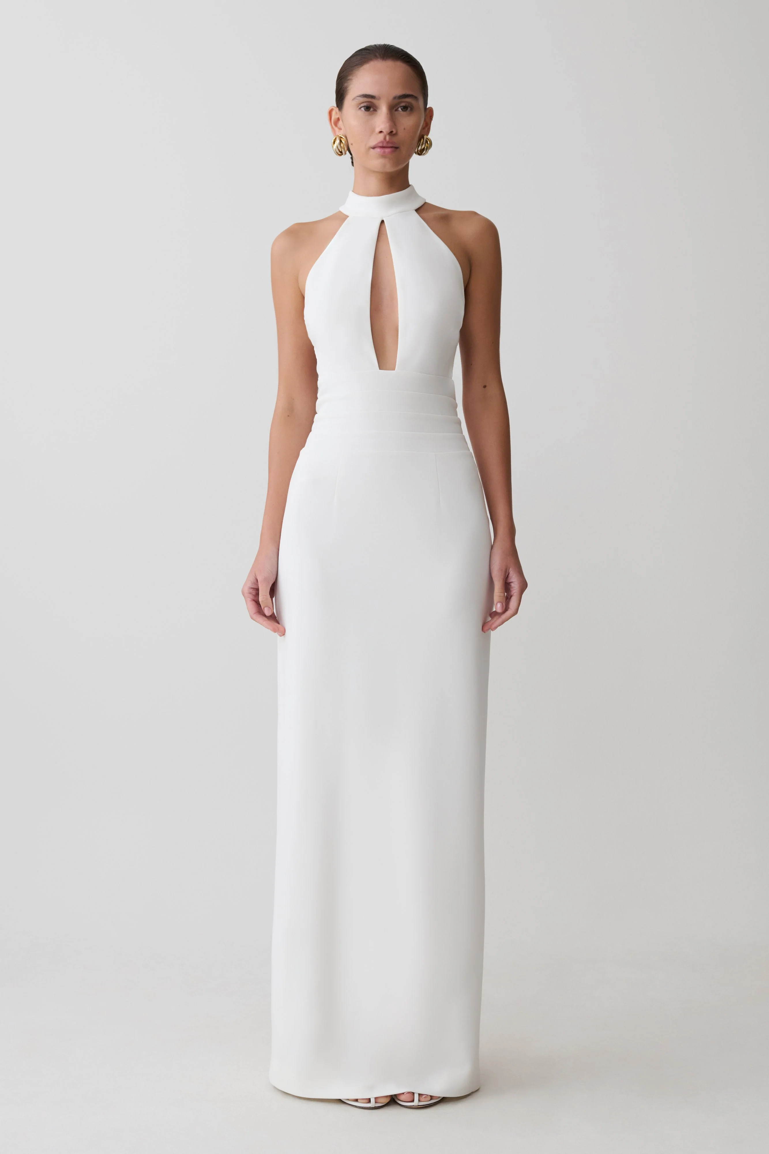 Elan Stretch Crepe Maxi Dress - White - Image 5