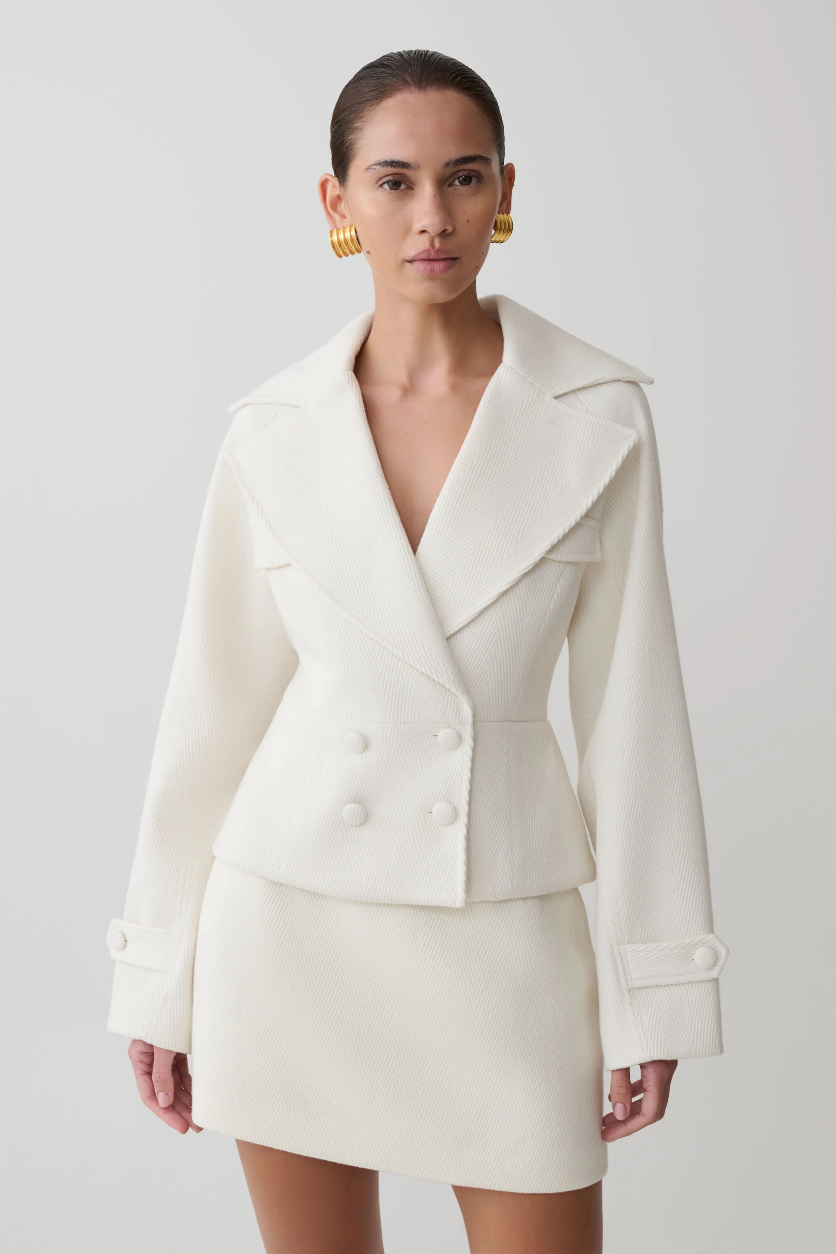 Elara Suiting Mini Skirt - Ivory - Image 7