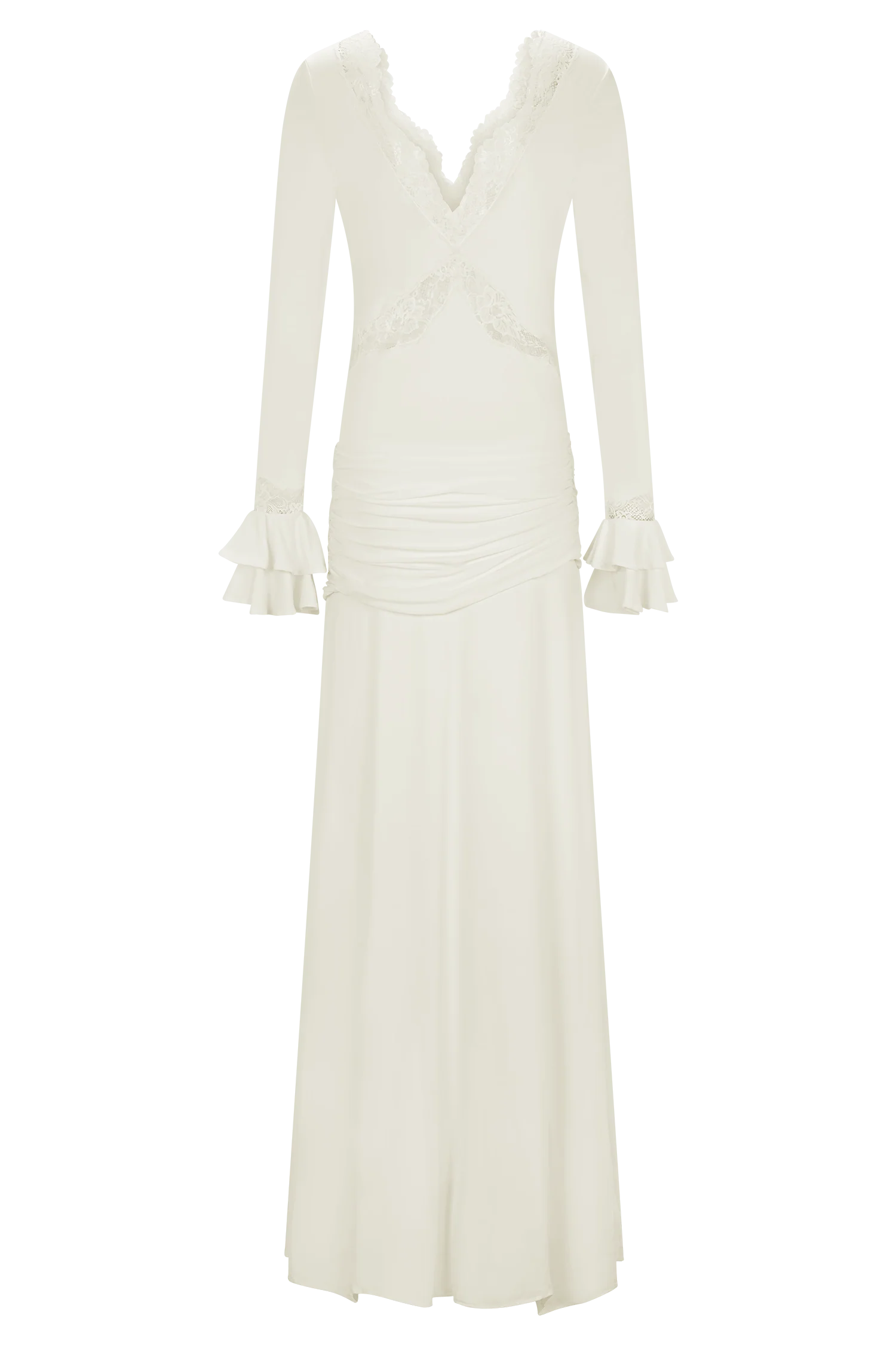Electra Slinky Lace Maxi Dress - Ivory - Image 10