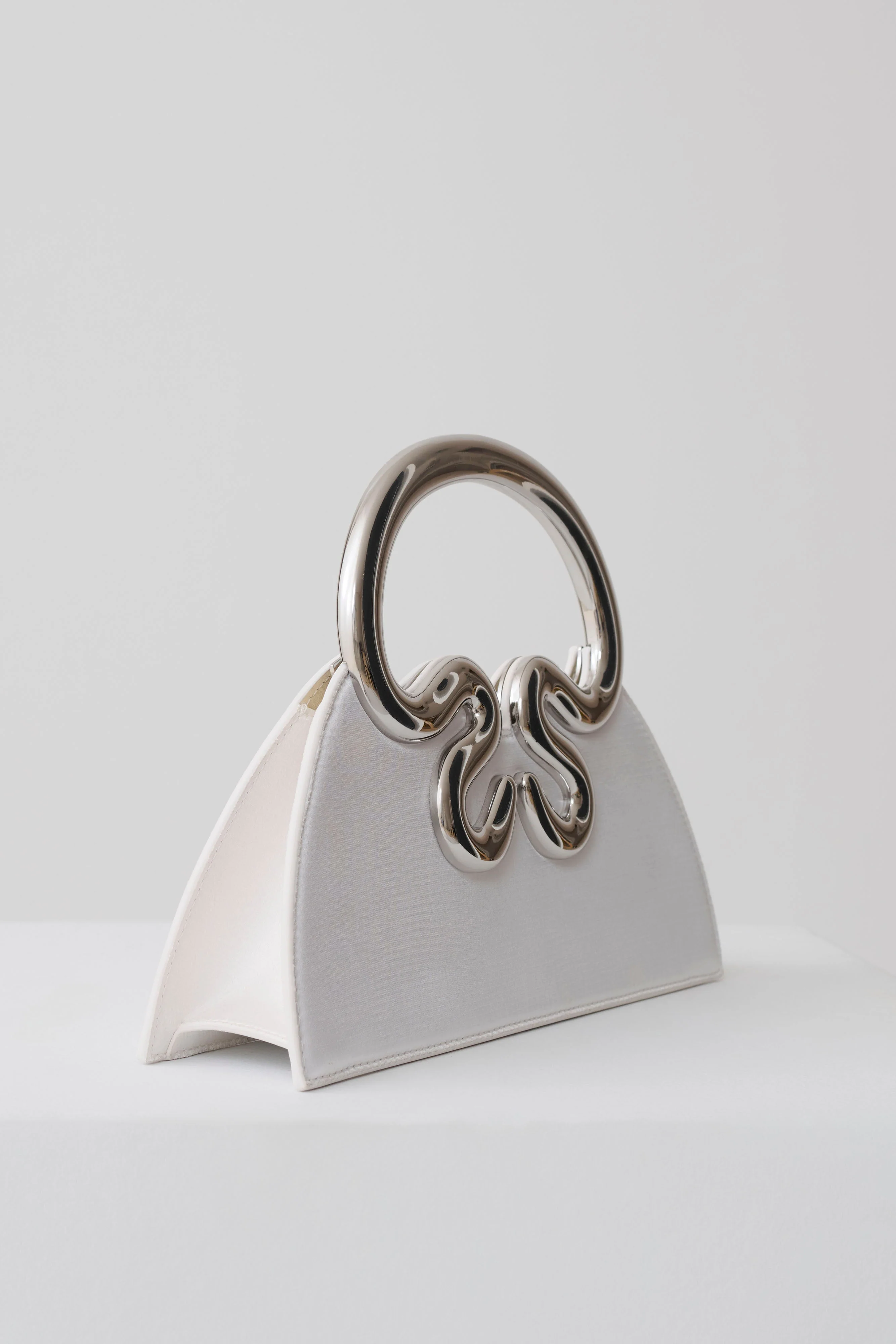 Elianne Satin Frame Clutch Bag - White - Image 3