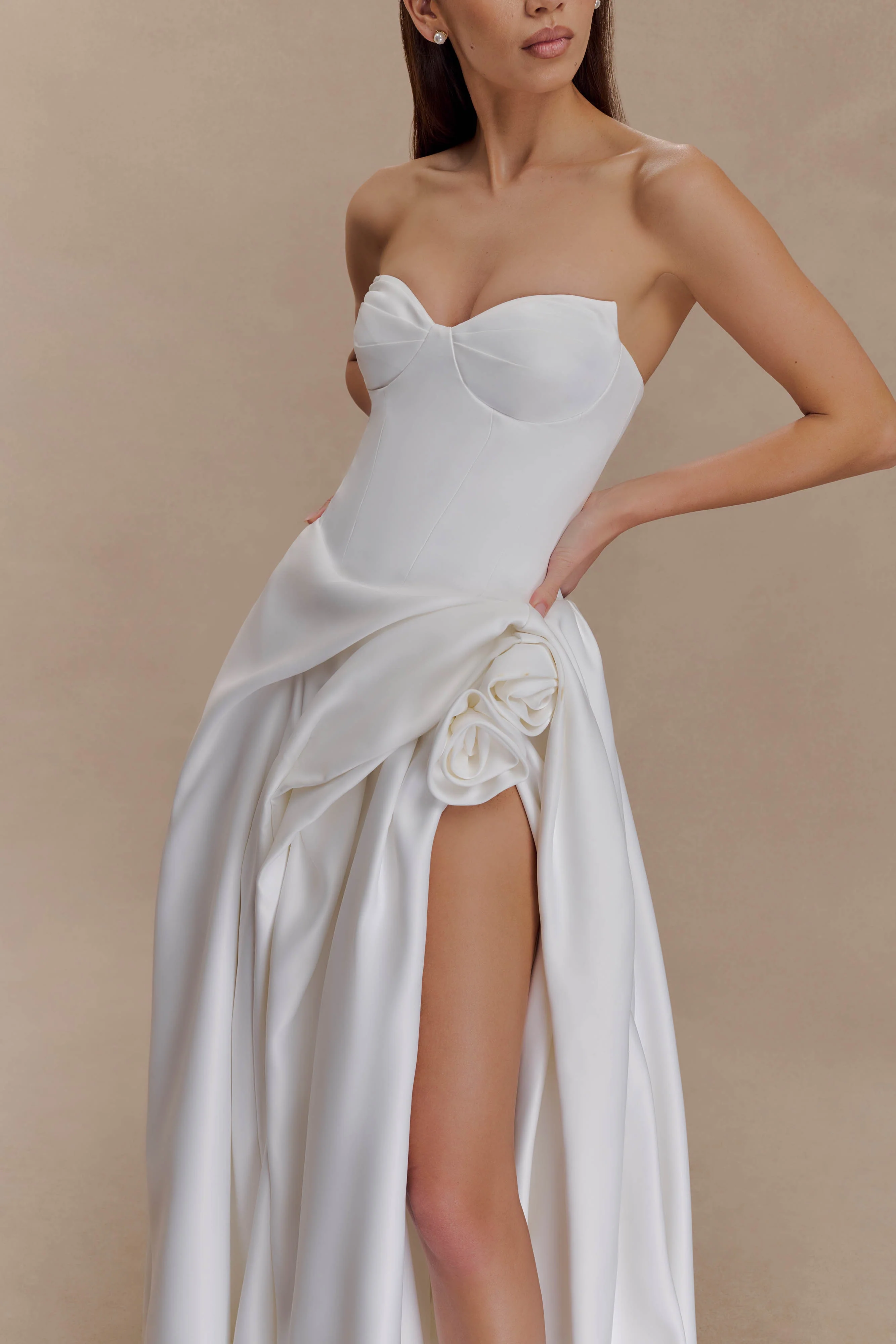 Elizabeth Strapless Corset Maxi Dress - White - Image 5