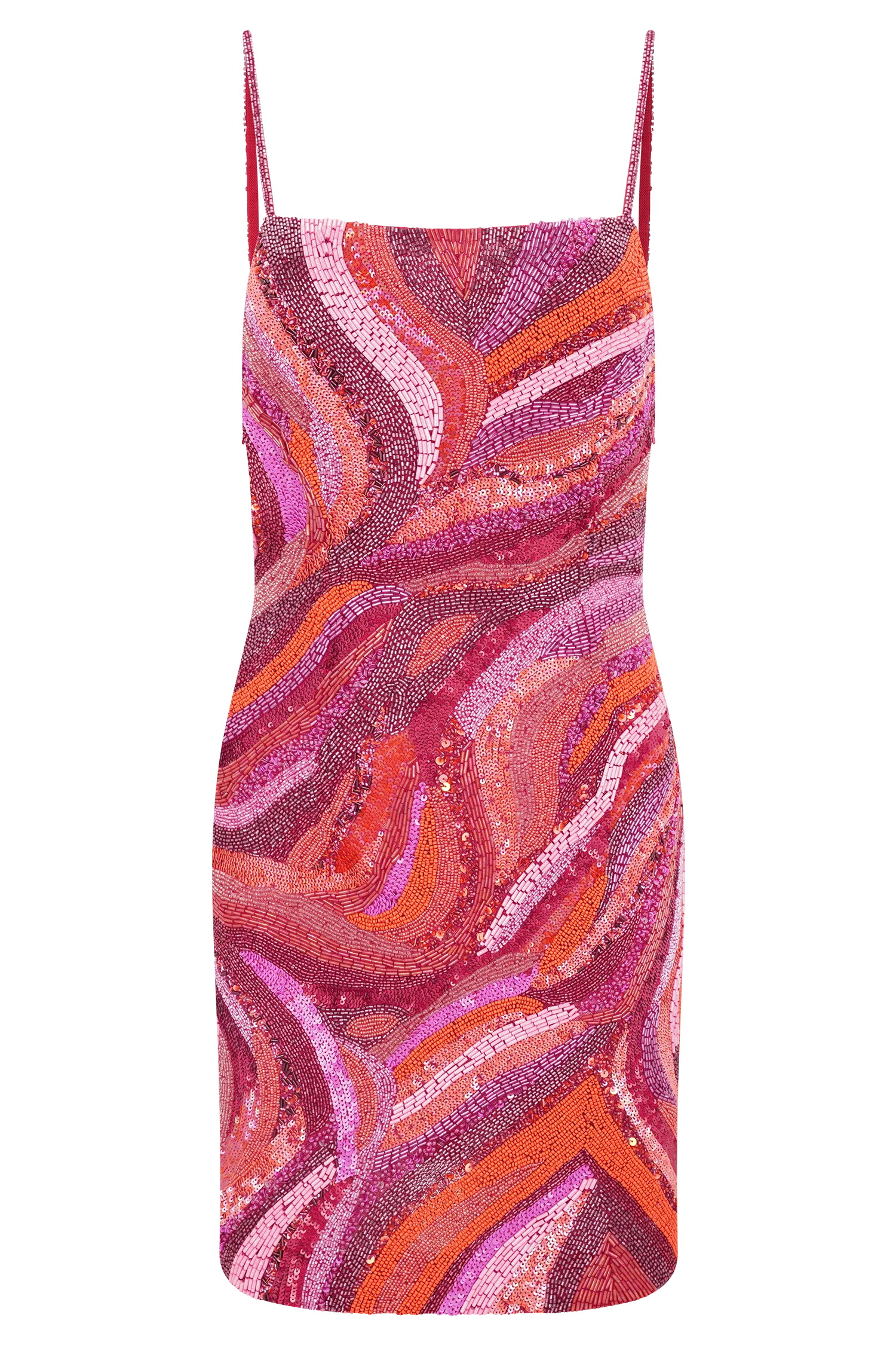 Eloise Hand Beaded Mini Dress - Pink Swirl Print - Image 10