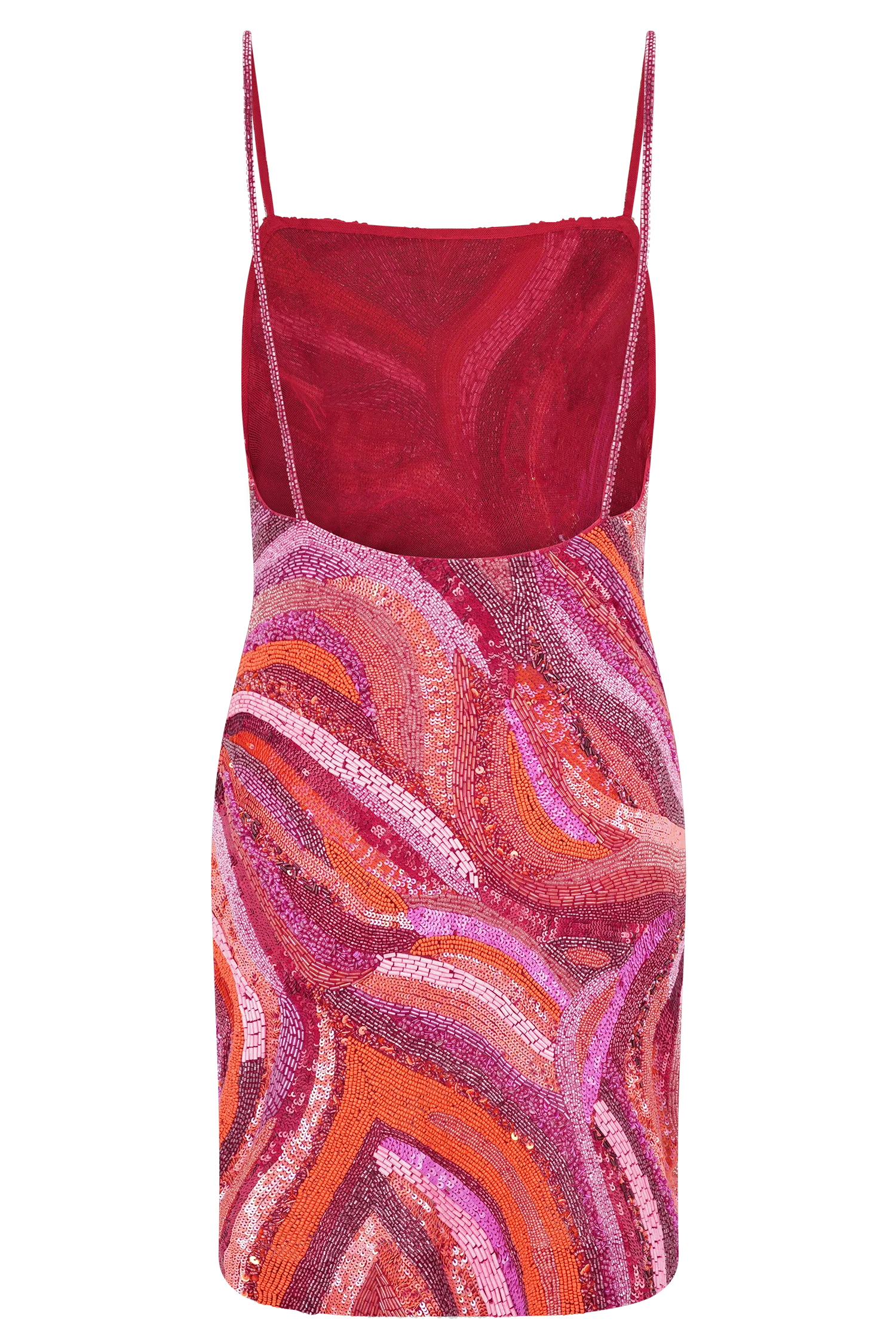 Eloise Hand Beaded Mini Dress - Pink Swirl Print - Image 9