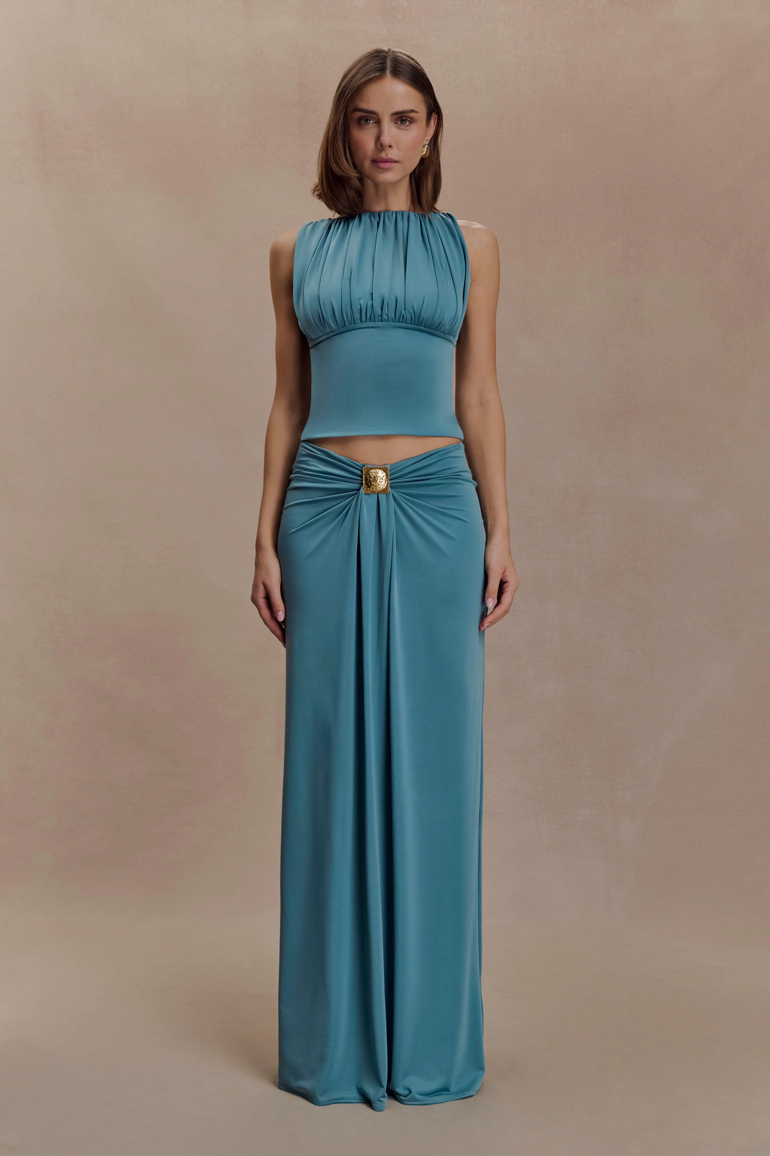 Erina Slinky Open Back Top - Teal - Image 8
