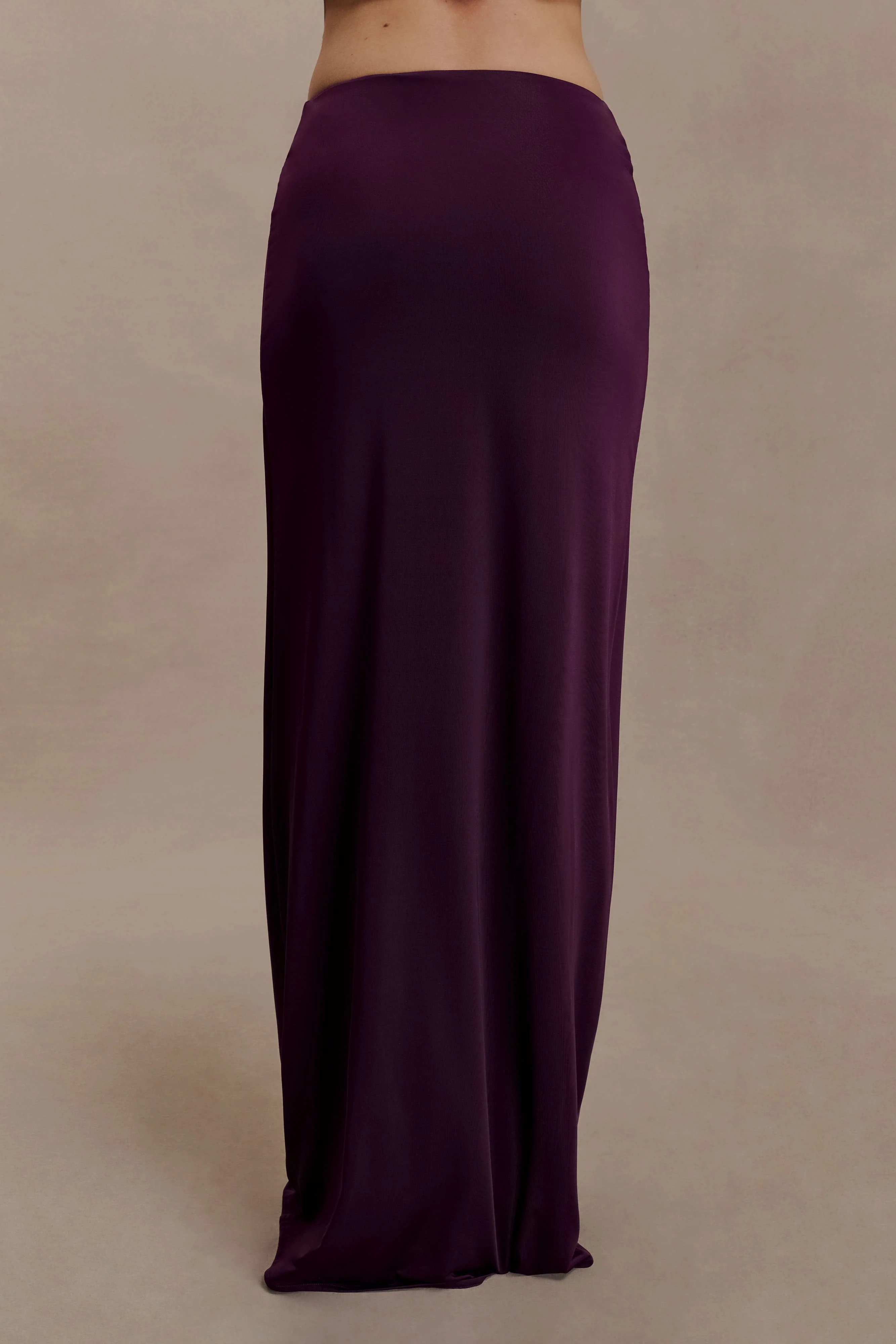 Erina Slinky Ruched Maxi Skirt With Hardware - Aubergine - Image 5