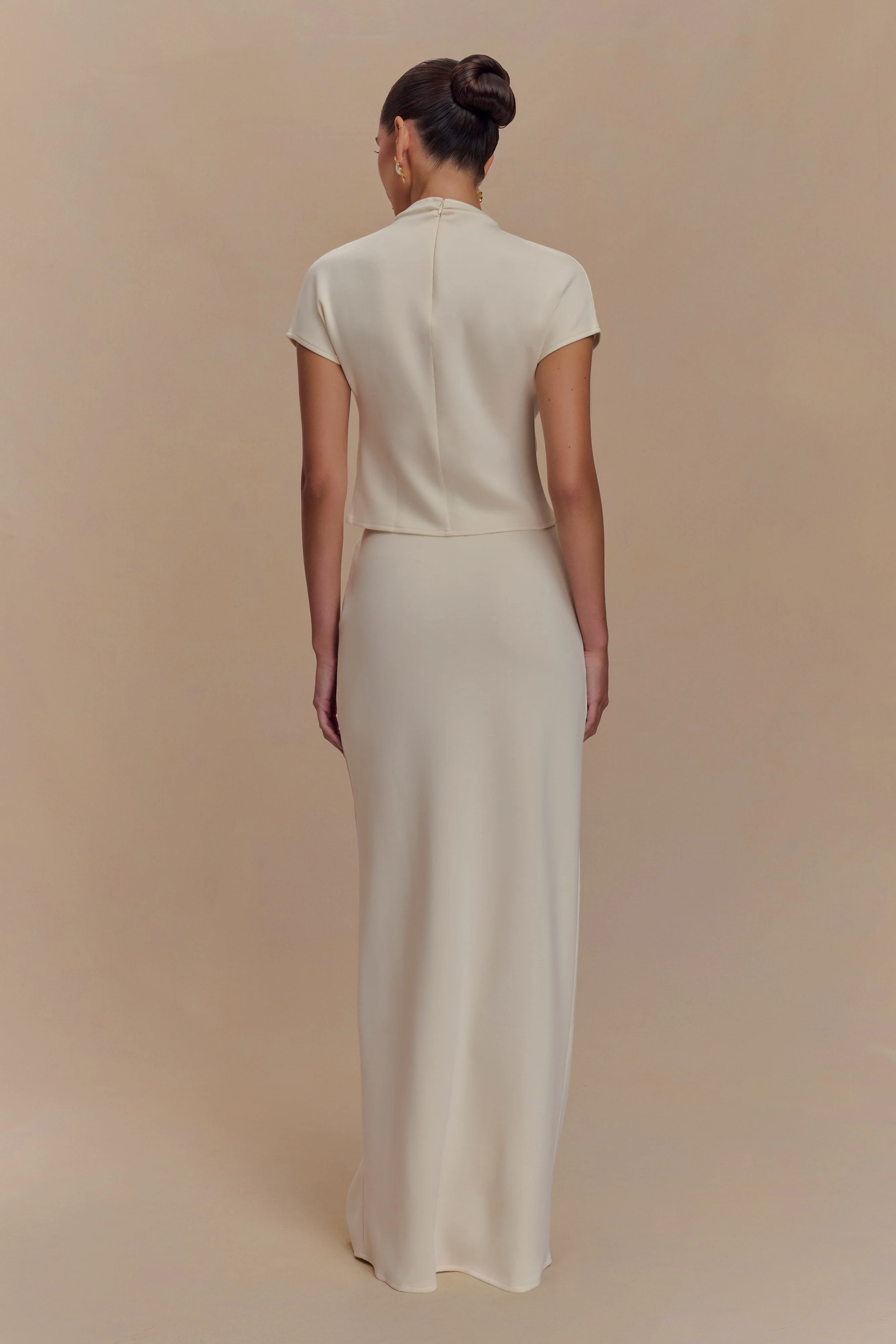 Eris Scuba Jersey Maxi Skirt - Ivory - Image 2