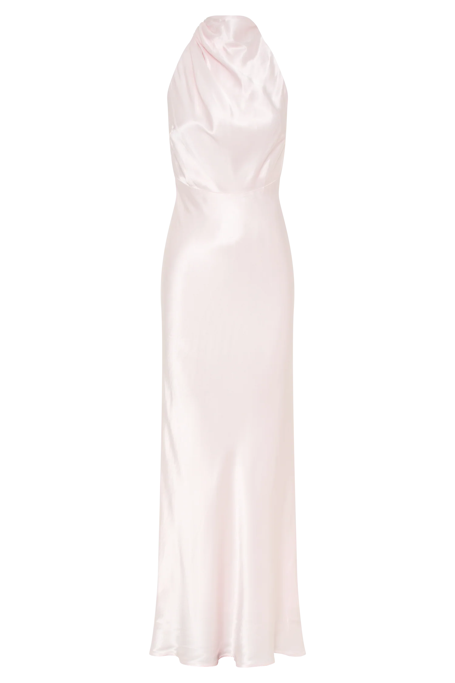 Esther Iridescent Satin Cowl Maxi Dress - Pale Pink - Image 9
