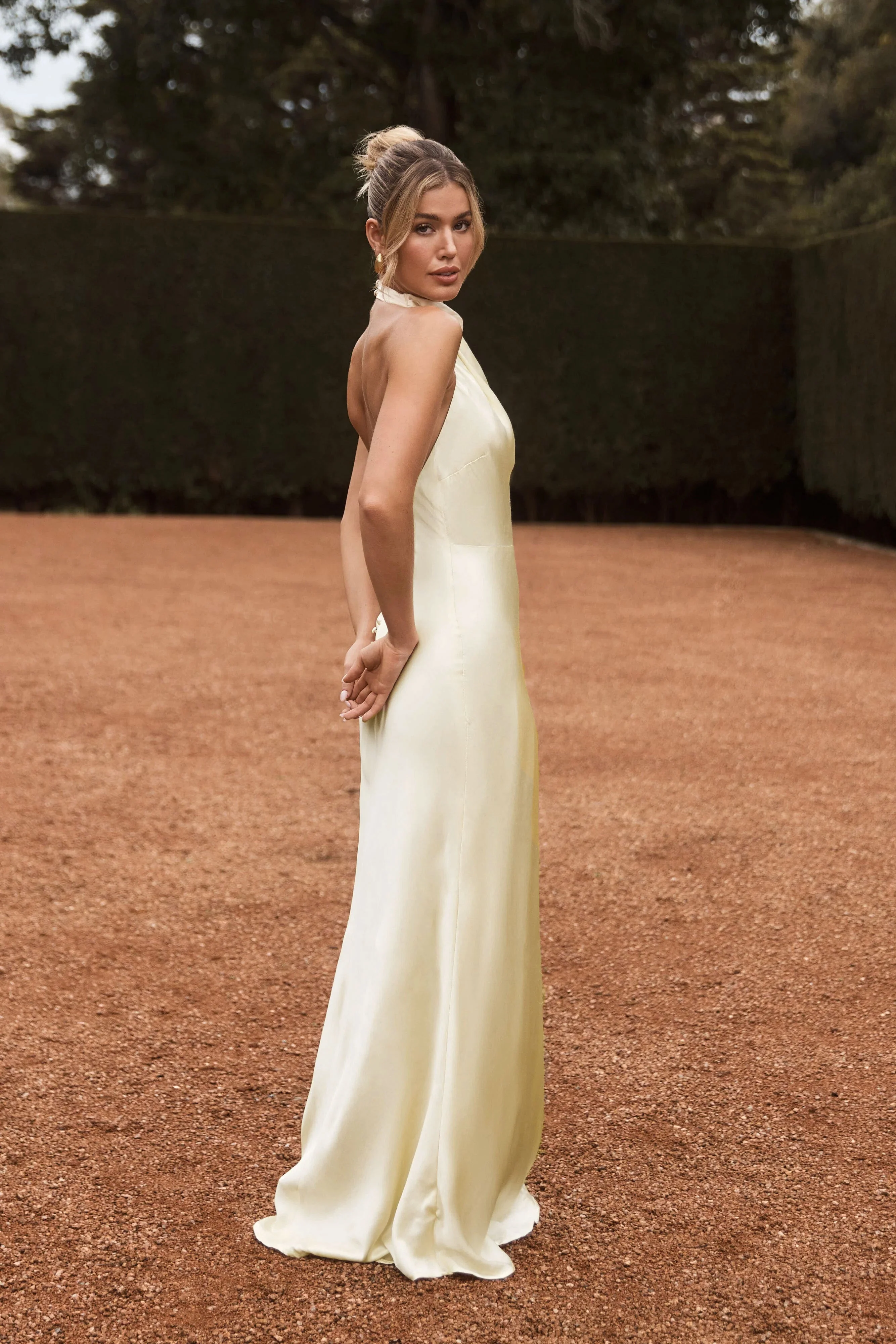 Esther Iridescent Satin Cowl Maxi Dress - Lemon Sorbet - Image 12