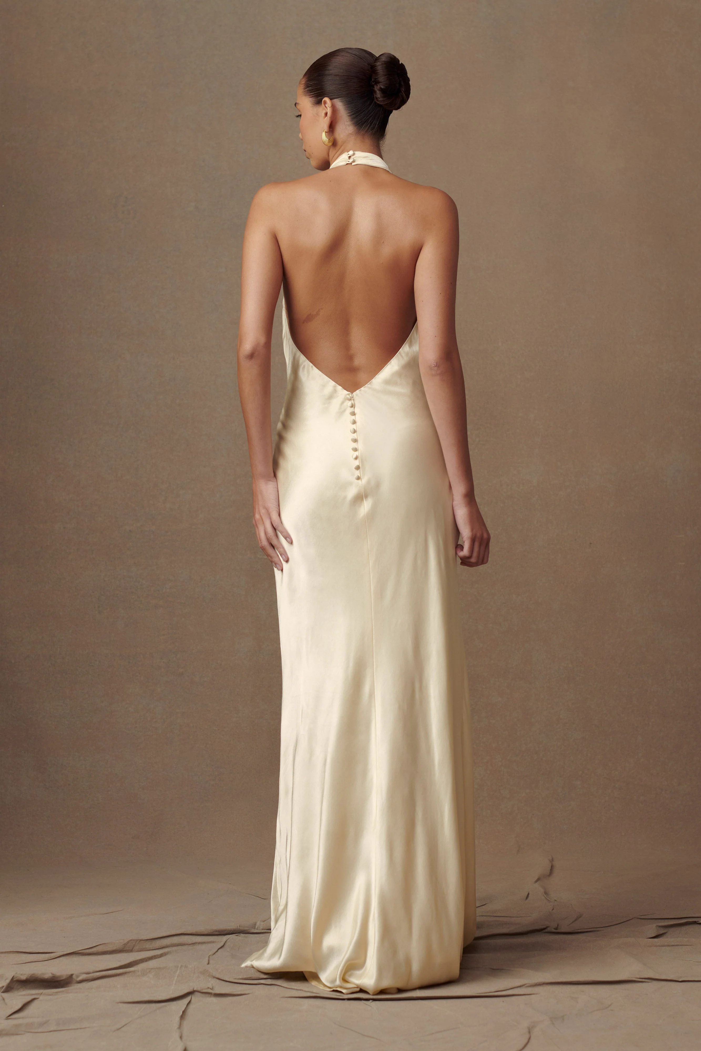 Esther Iridescent Satin Cowl Maxi Dress - Lemon Sorbet - Image 8