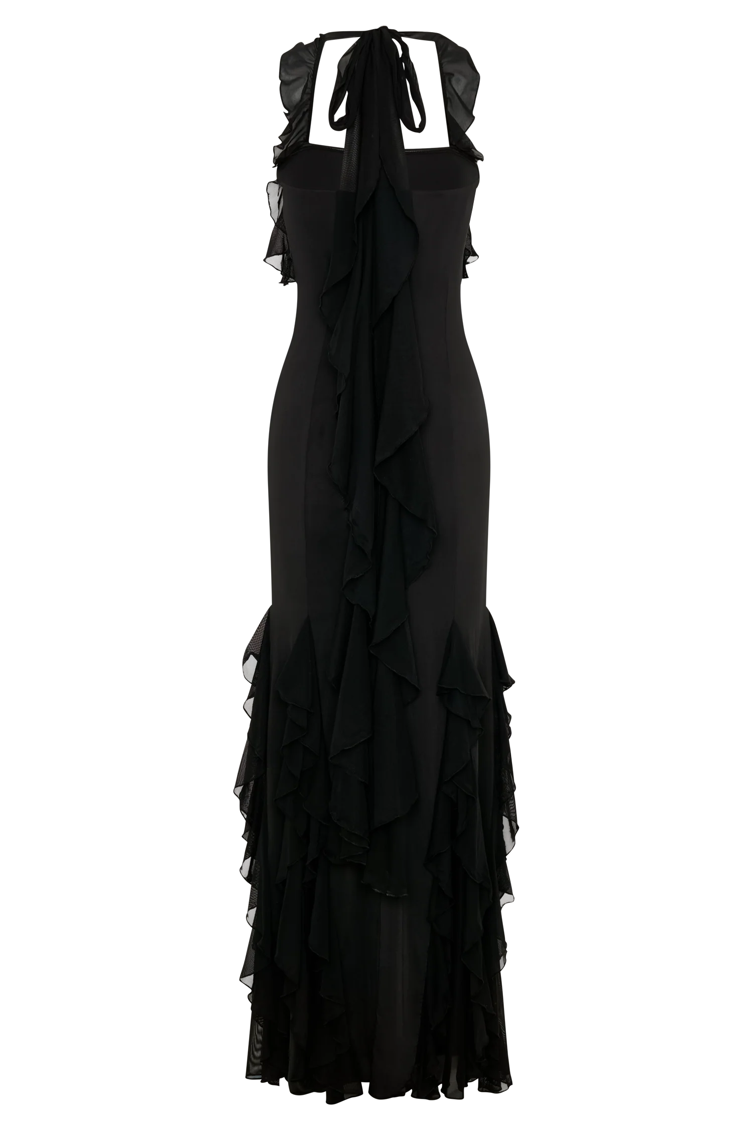 Etta Ruffle Slinky Maxi Dress - Black - Image 7