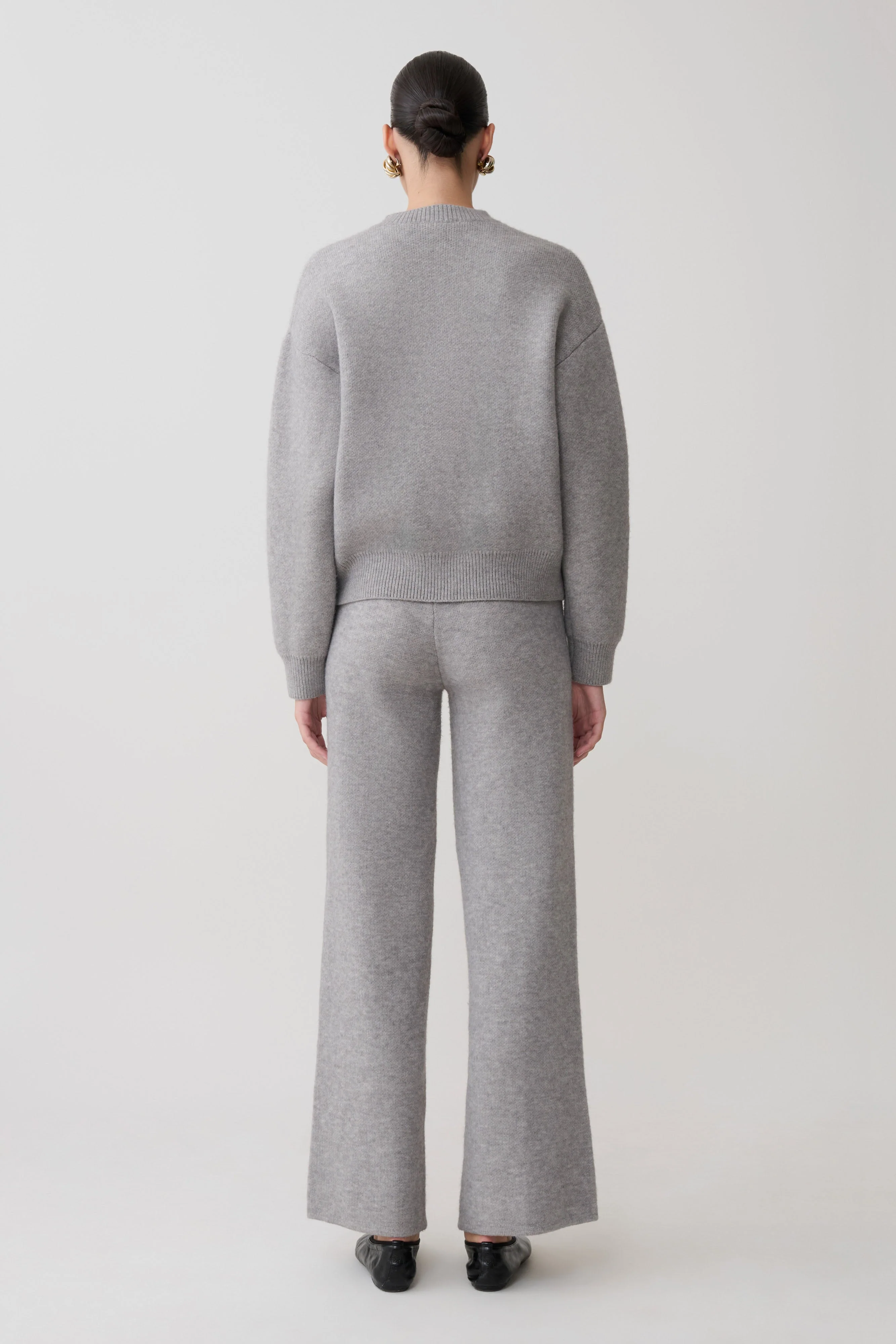 Evan Knit Wide Leg Pants - Grey Marle - Image 2