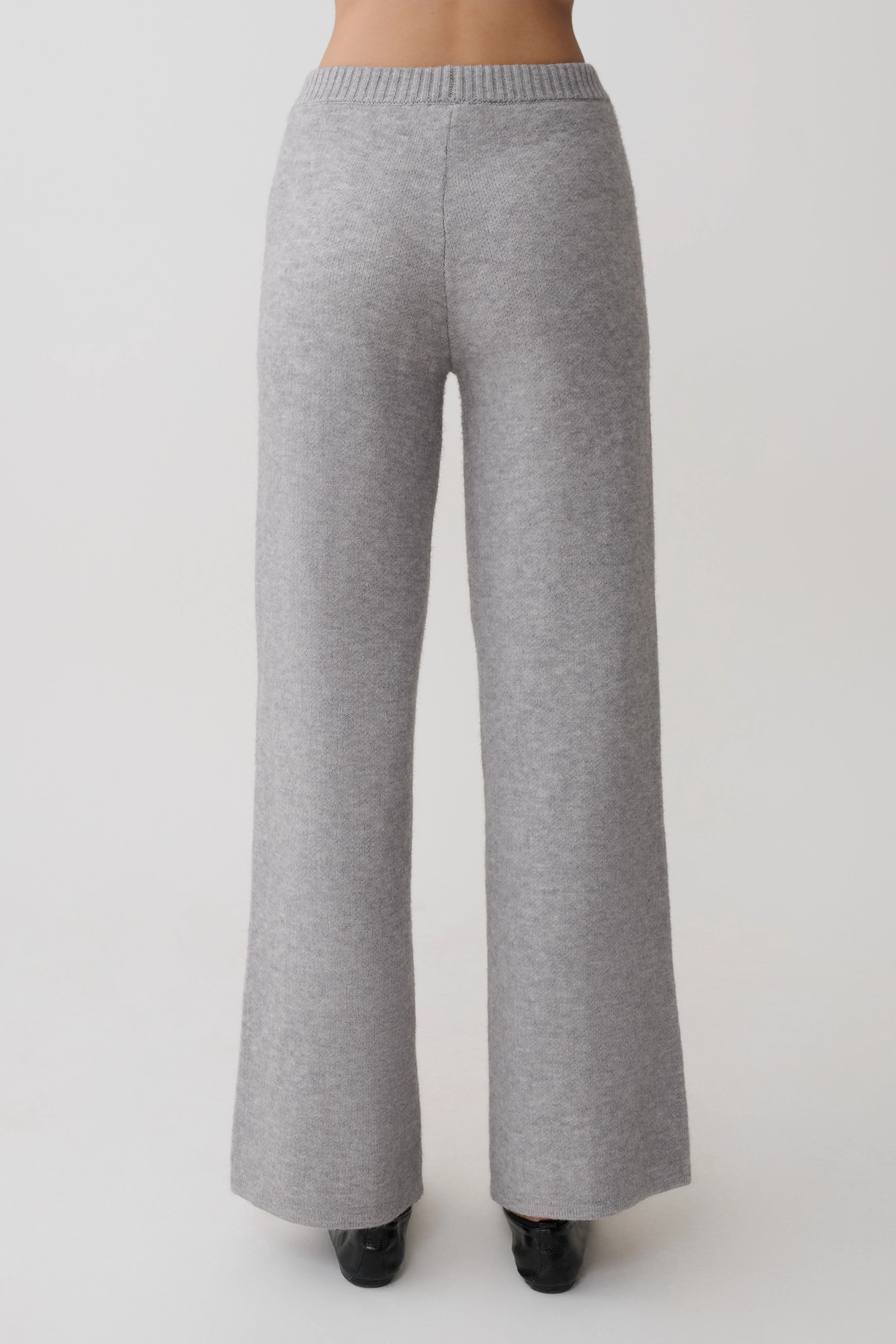 Evan Knit Wide Leg Pants - Grey Marle - Image 6