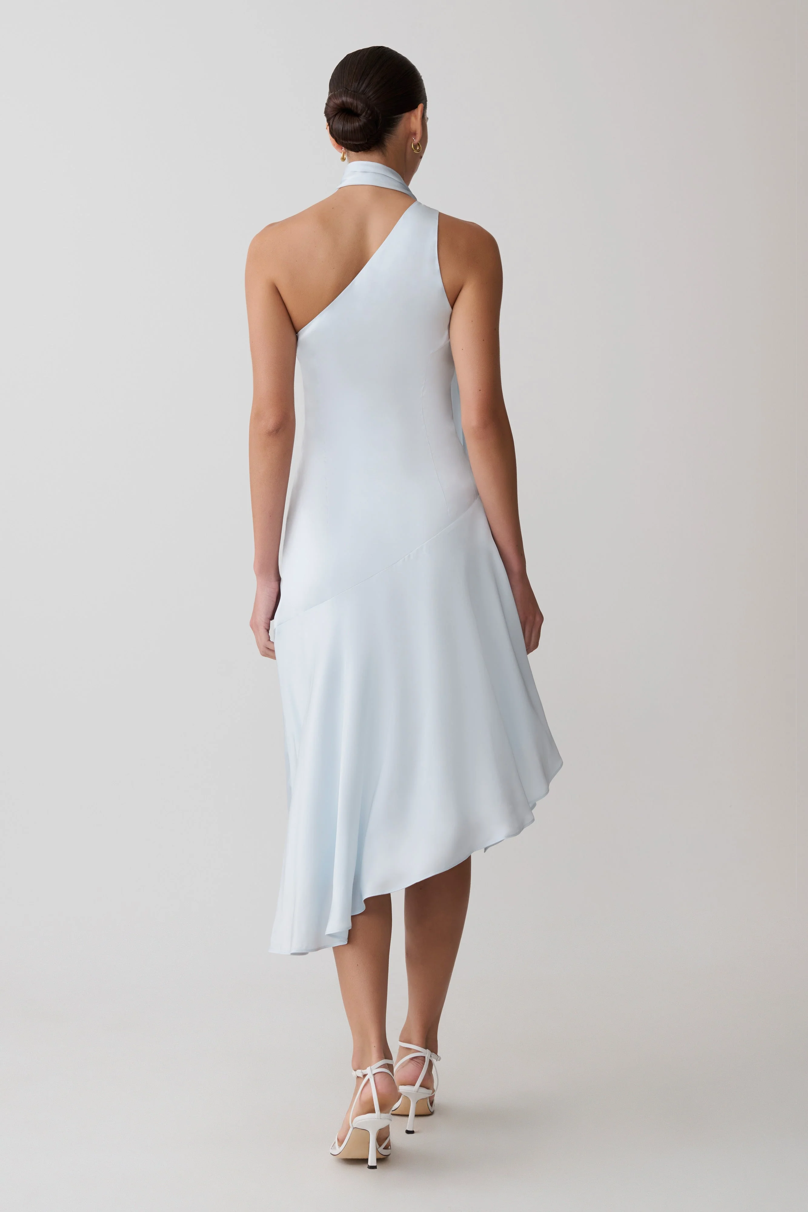 Evelina Halter Asymmetric Hem Midi Dress - Ice Blue - Image 2