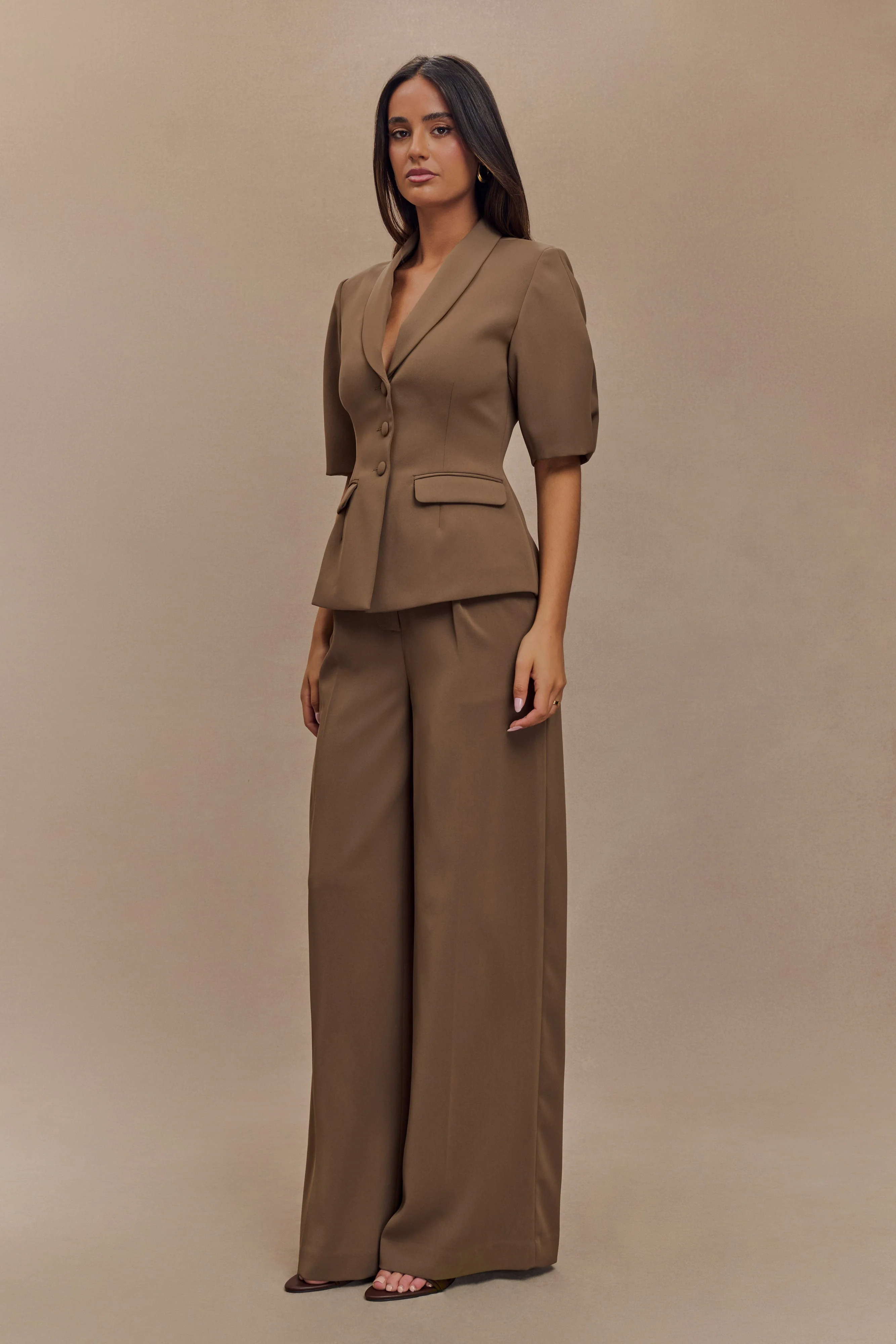 Faith Suiting Wide Leg Pant - Cacao Brown - Image 5