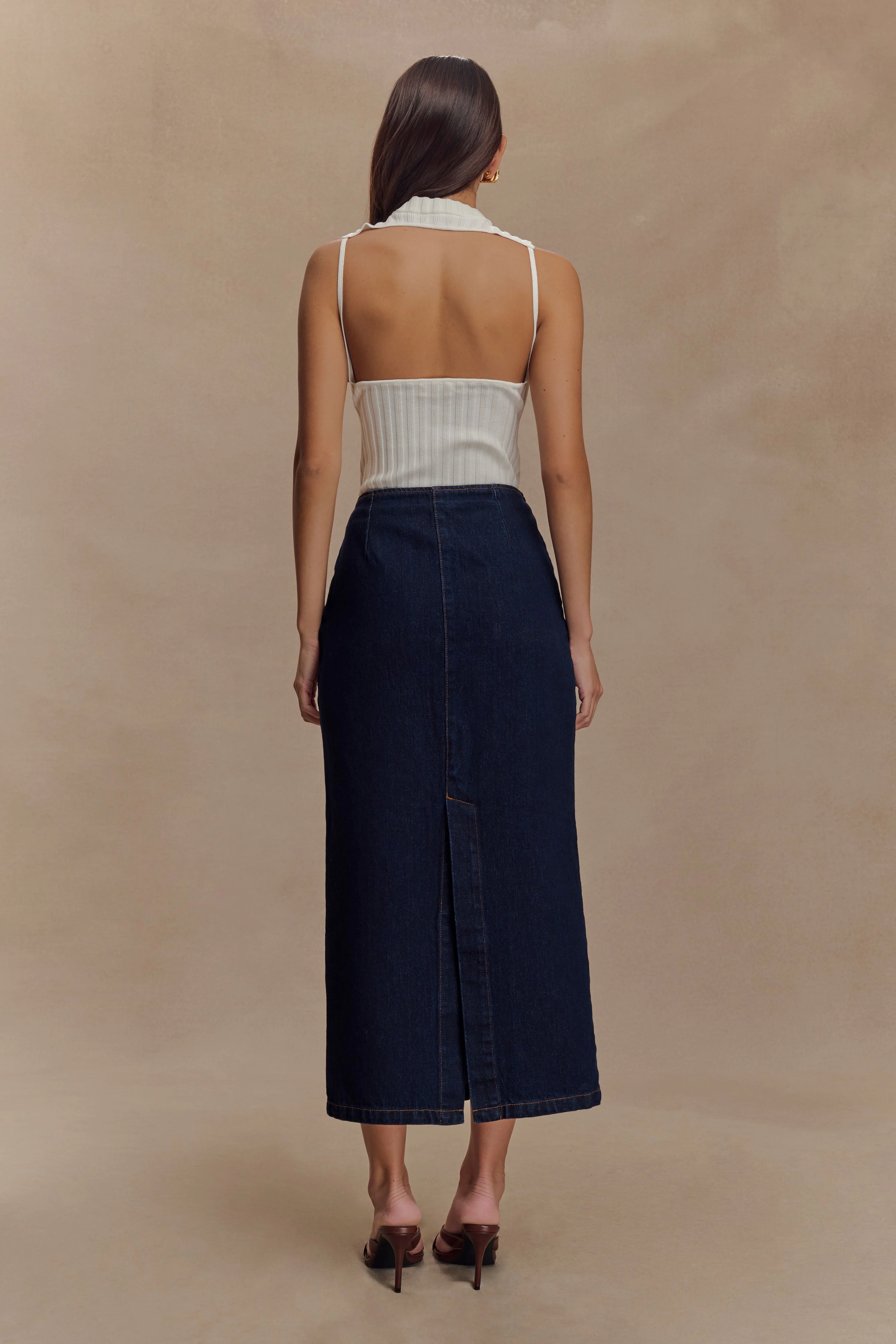 Fallon Denim Midi Skirt - Indigo Blue - Image 2