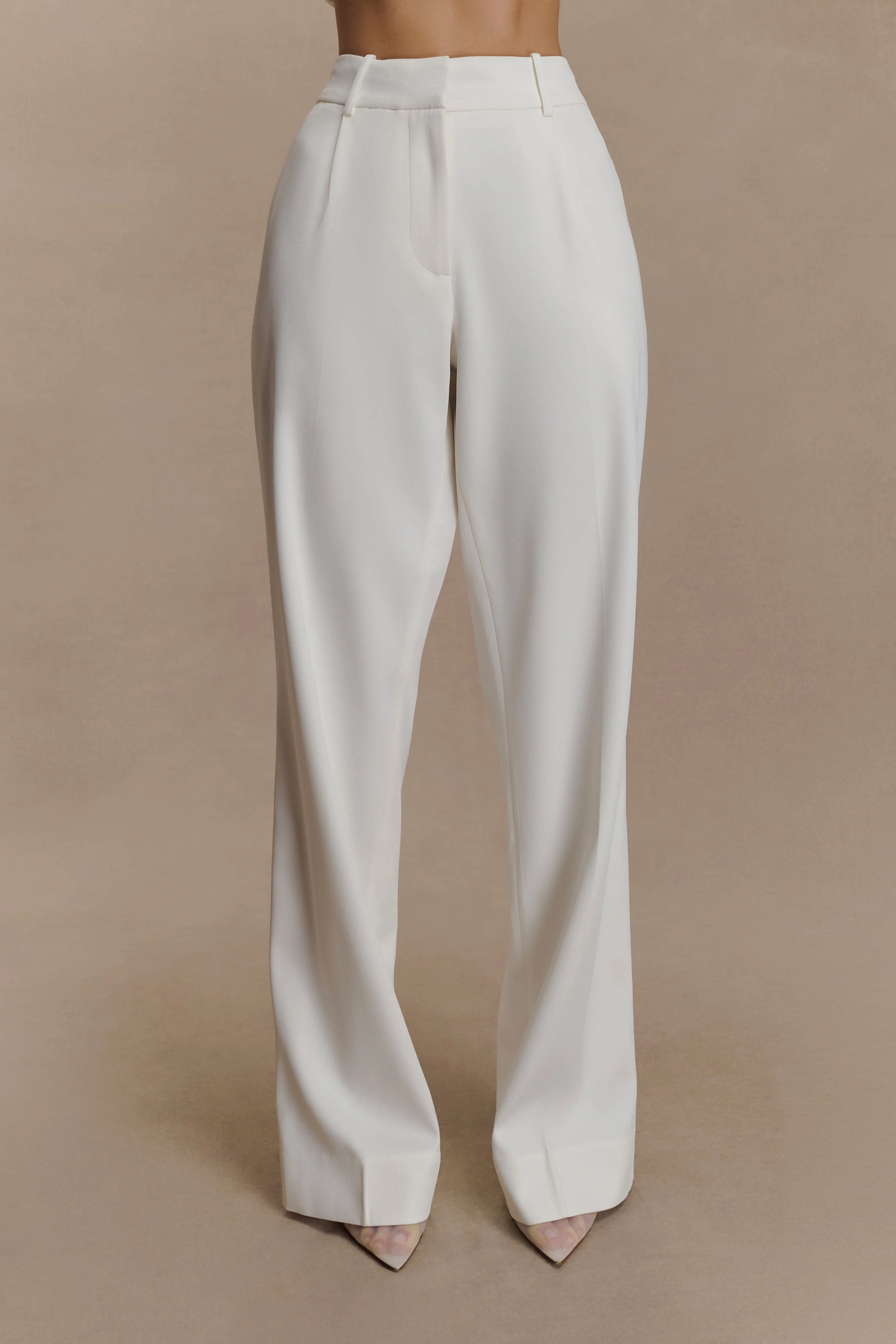 Fatima Satin Straight Leg Pant - White - Image 5