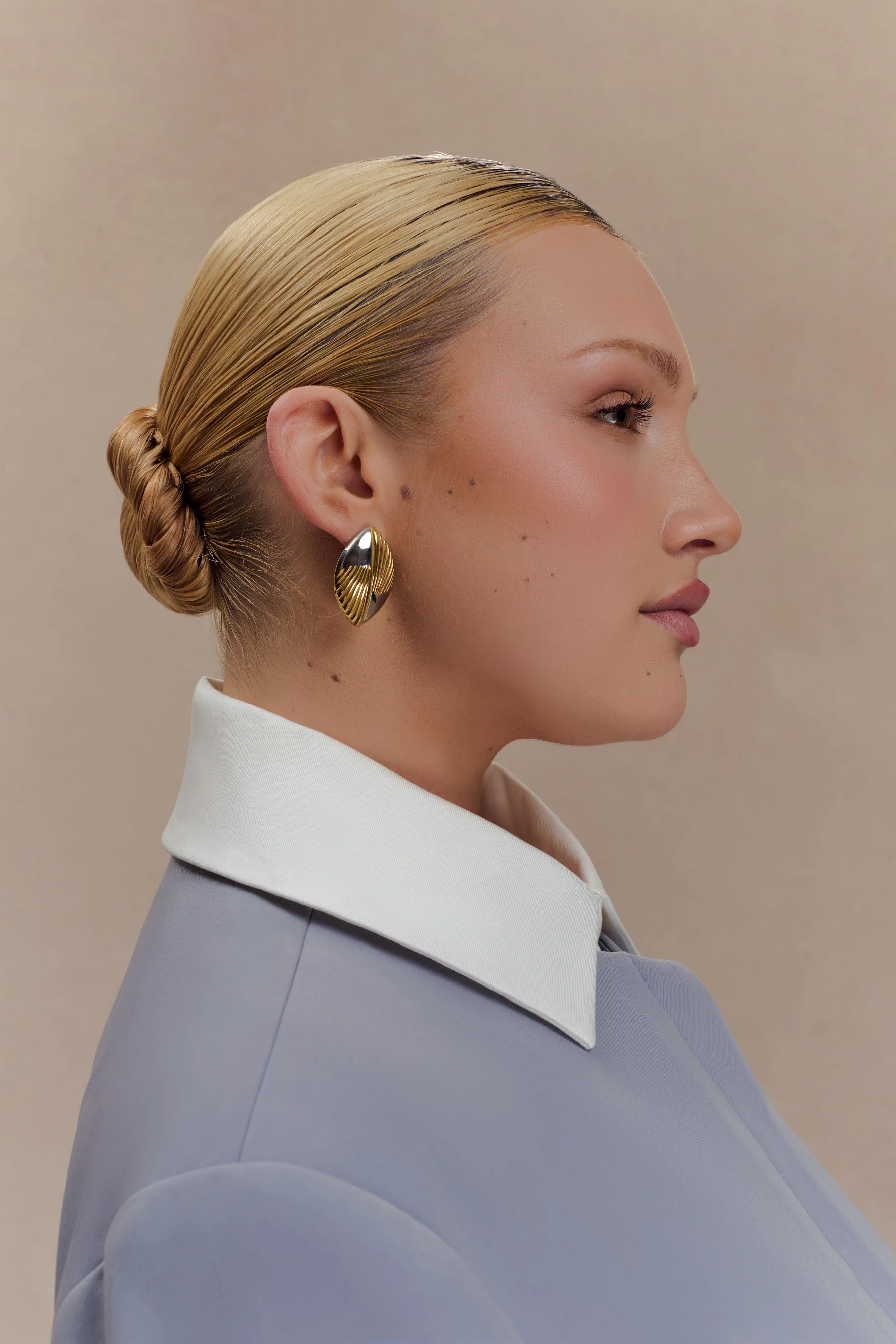 Felicity Mixed Metal Oval Earrings - Gold - Image 4