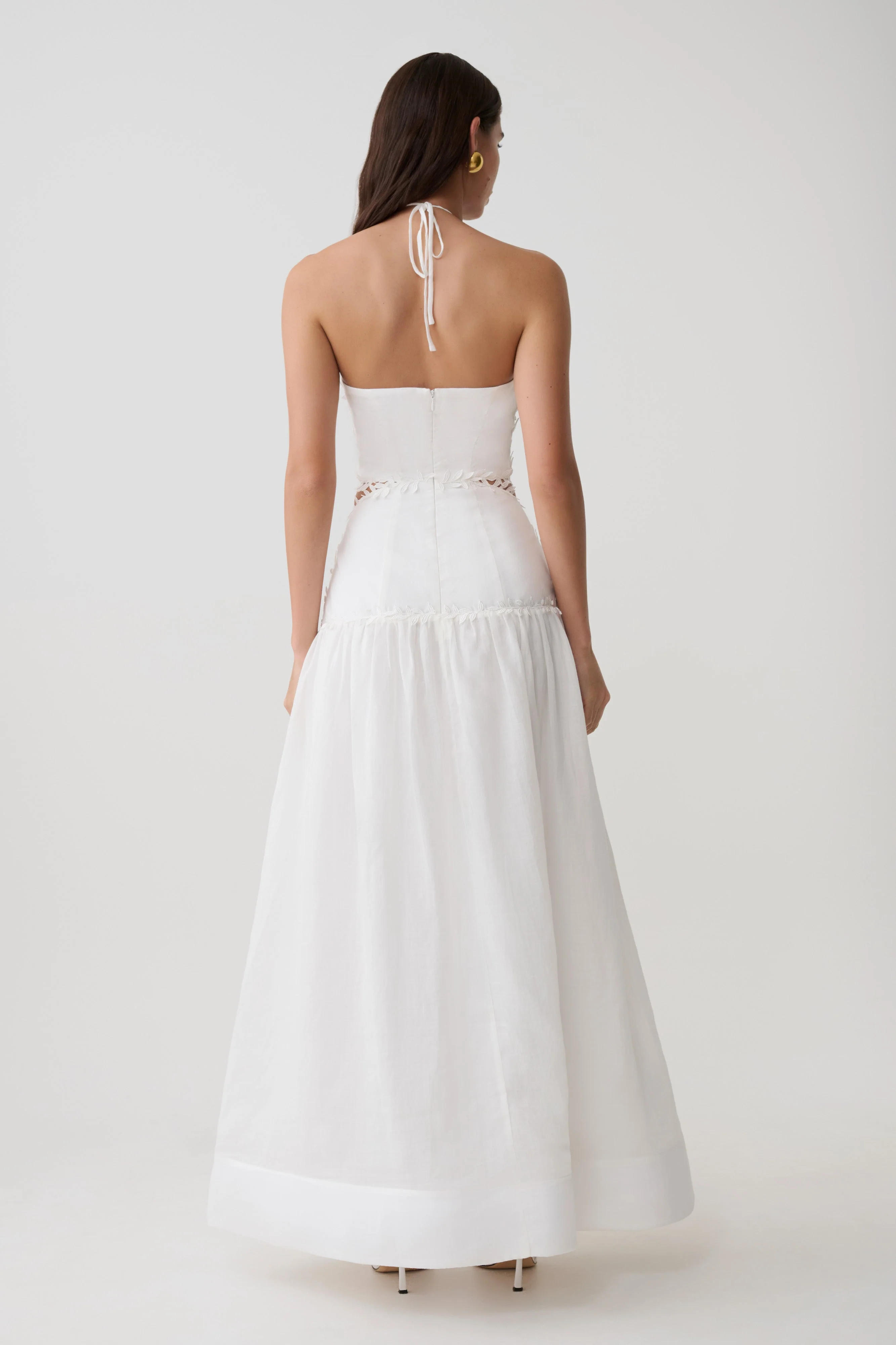 Fiona Linen Halter Maxi Dress - White - Image 2