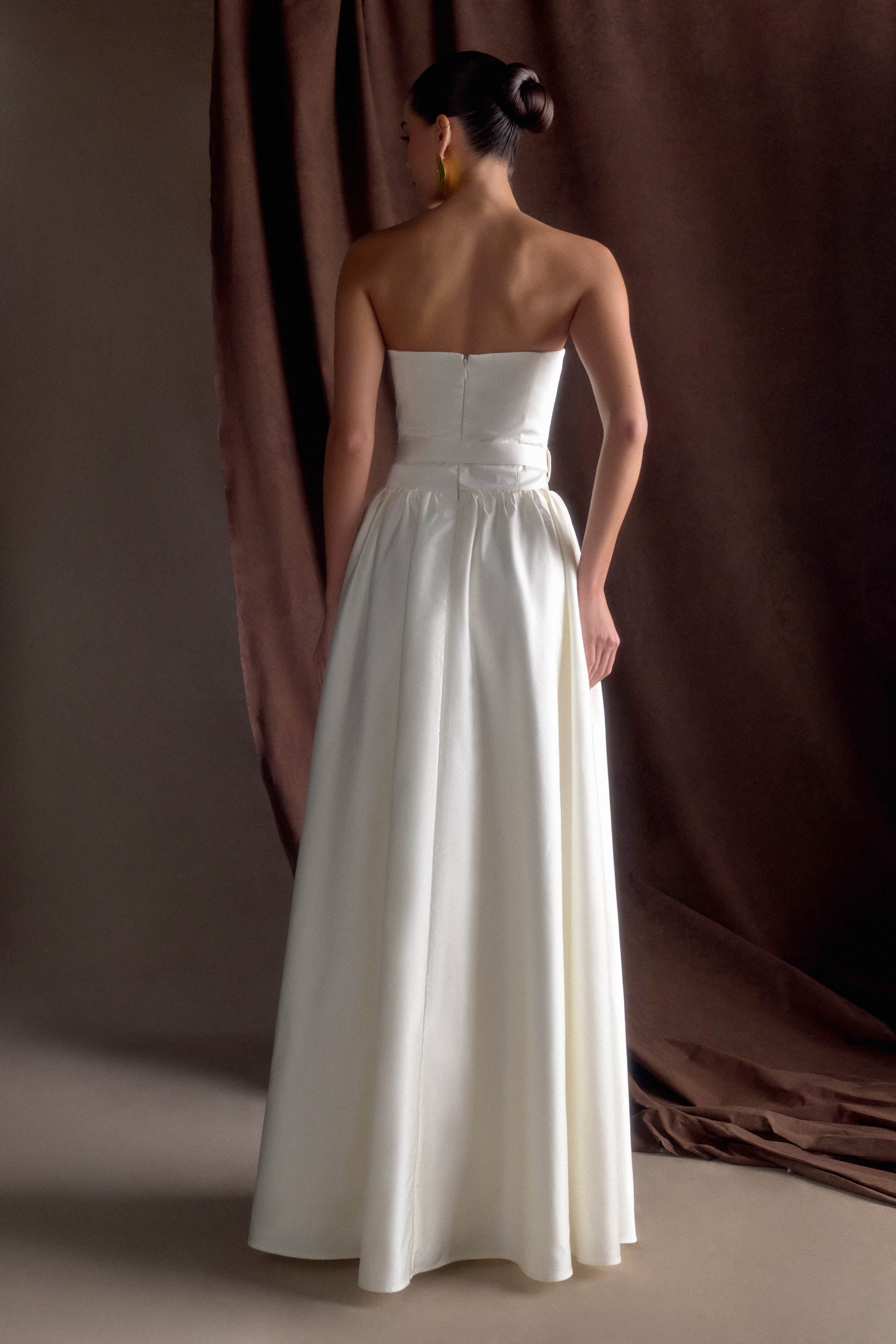 Florence Strapless Belted Maxi Dress - White - Image 2