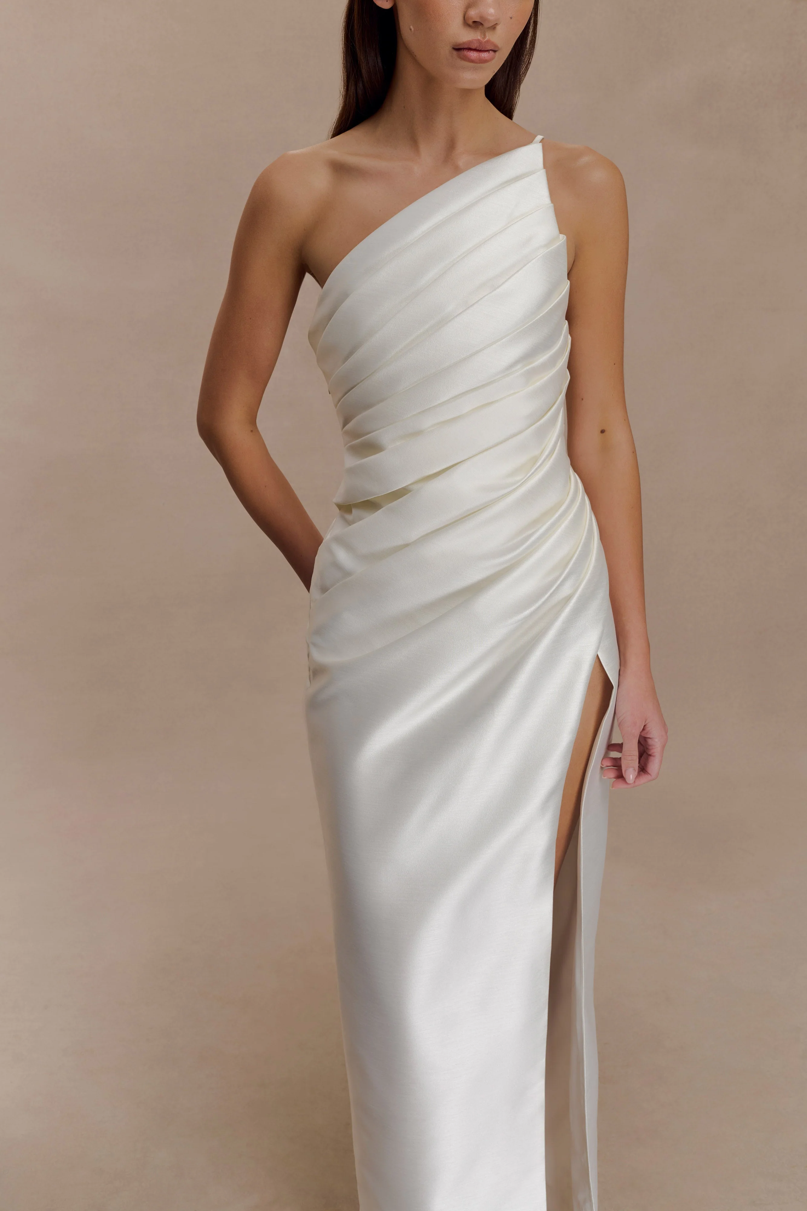 Francine One Shoulder Maxi Dress - Ivory - Image 6