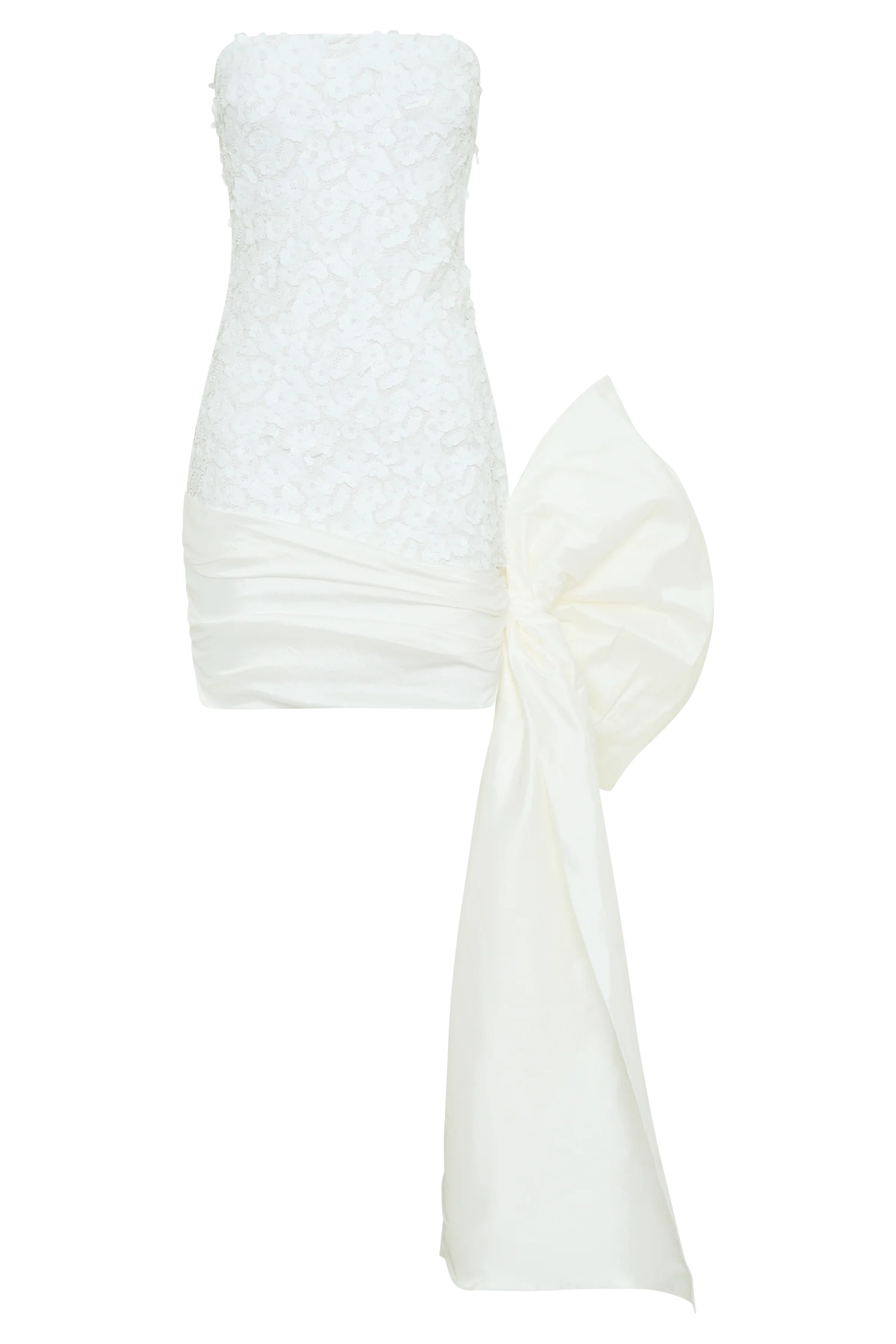 Franka Strapless Bow Mini Dress - White - Image 10