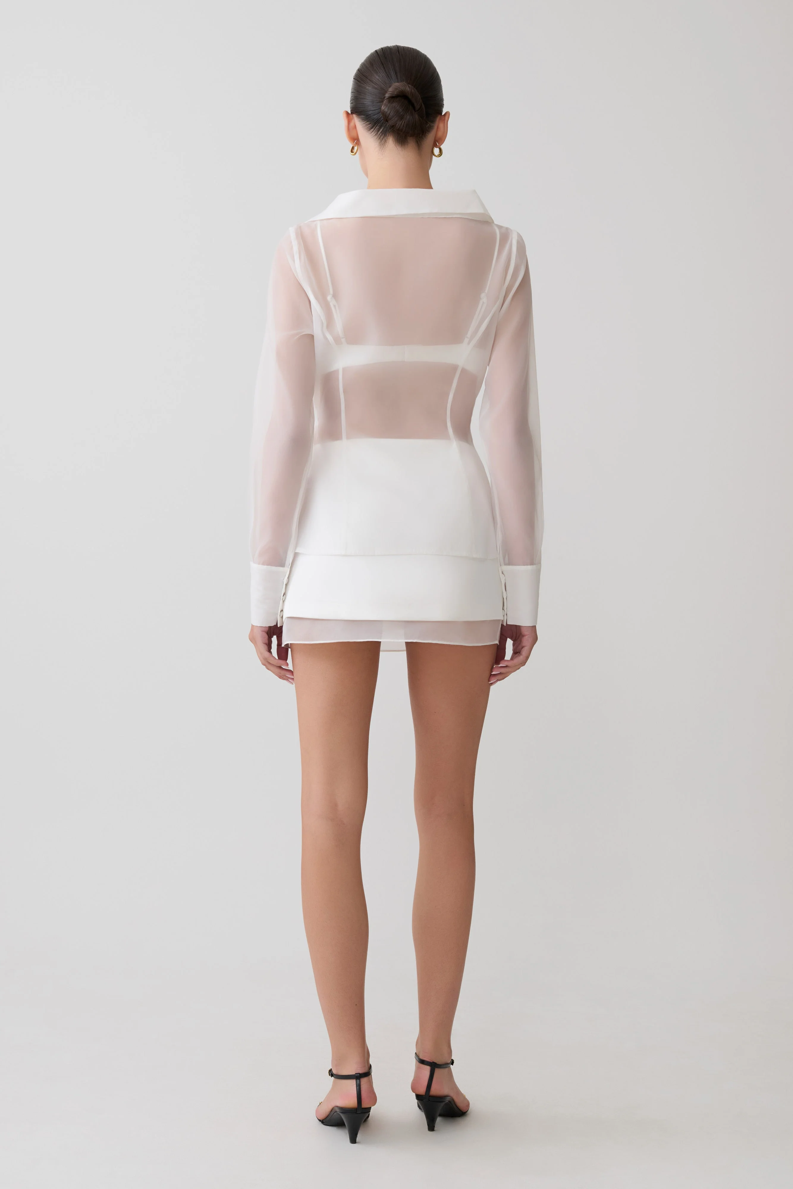 Frankie Organza Cross Over Shirt - White - Image 3