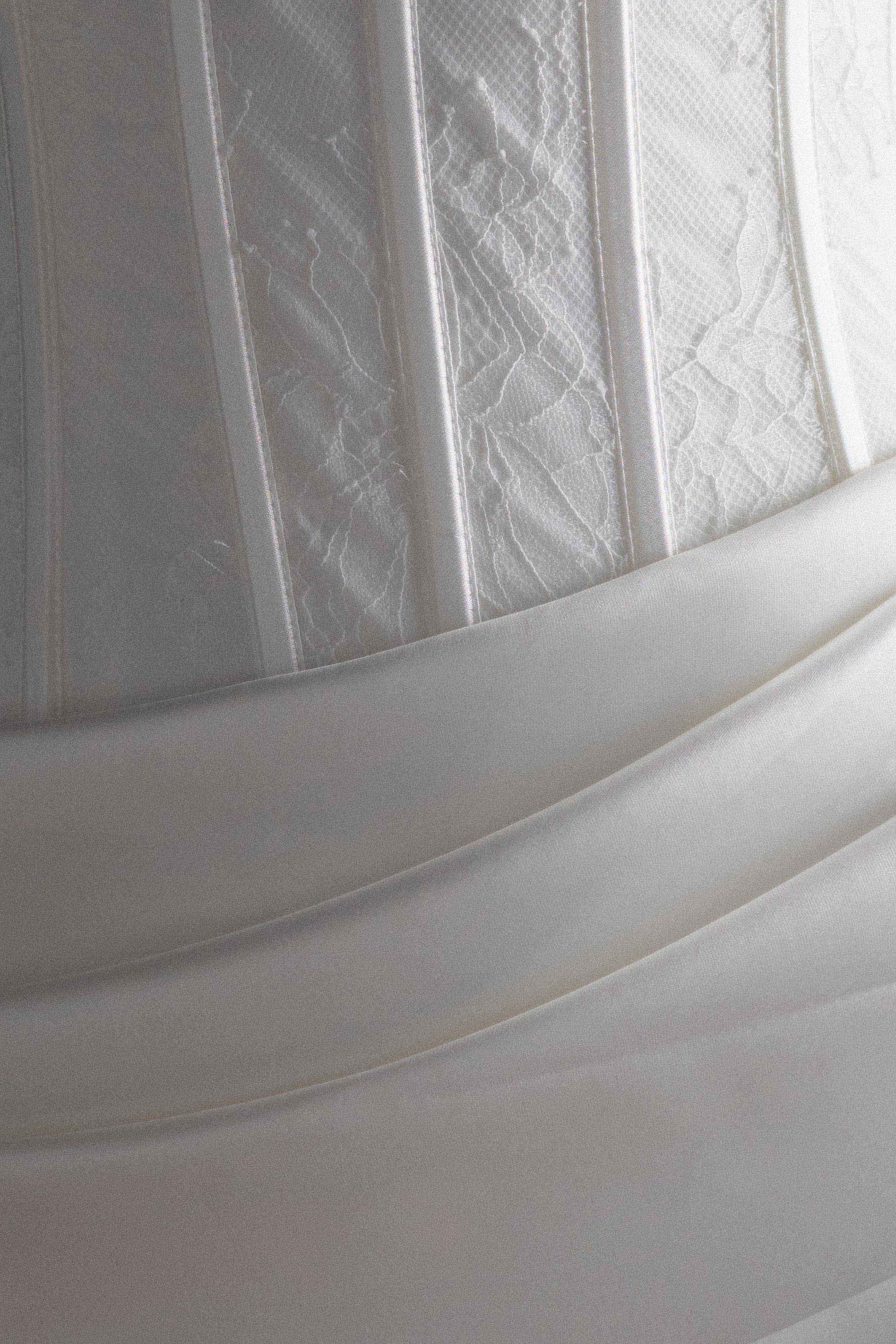 Galia Satin Corset Gown - White - Image 9