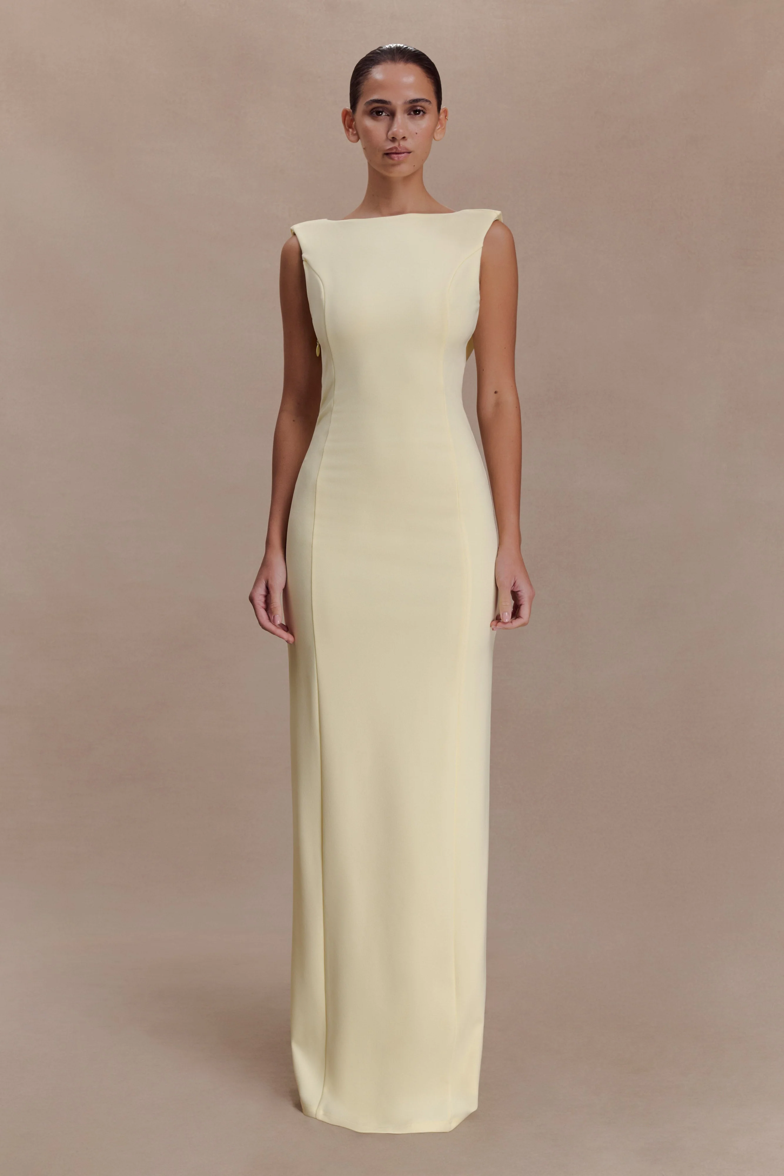 Galilea Crepe Draped Maxi Dress - Lemon - Image 2