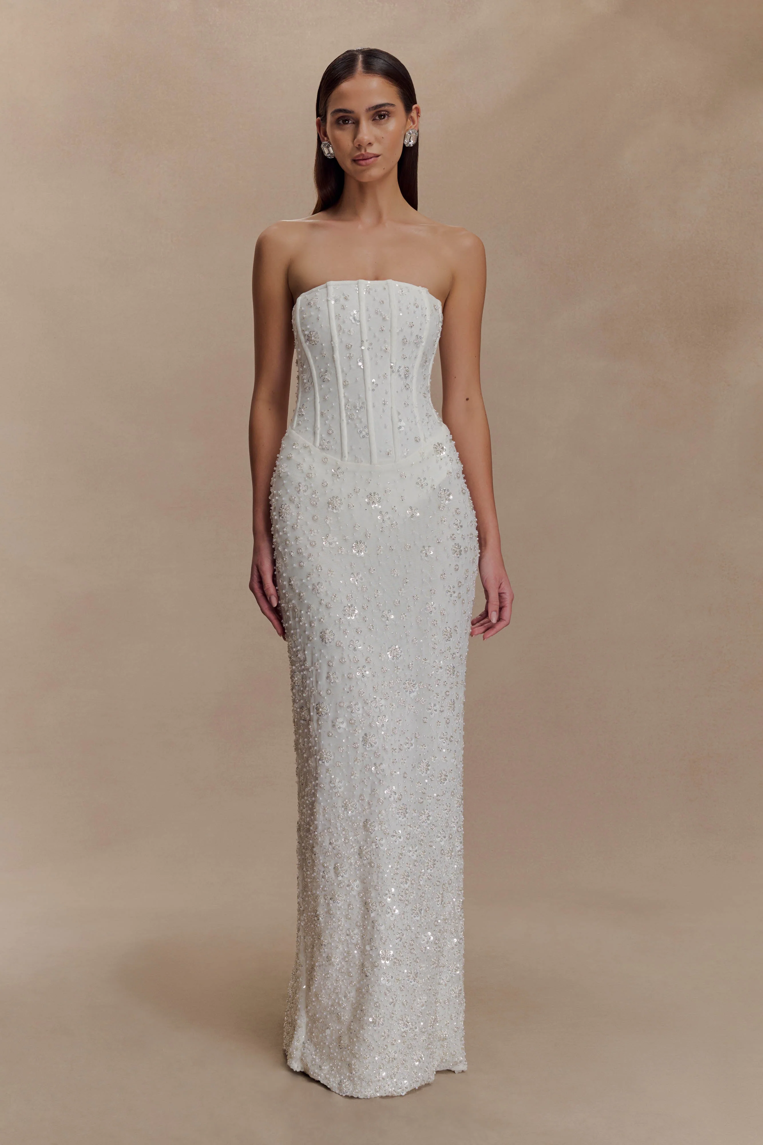 Gemma Strapless Embellished Maxi Dress - Ivory - Image 3