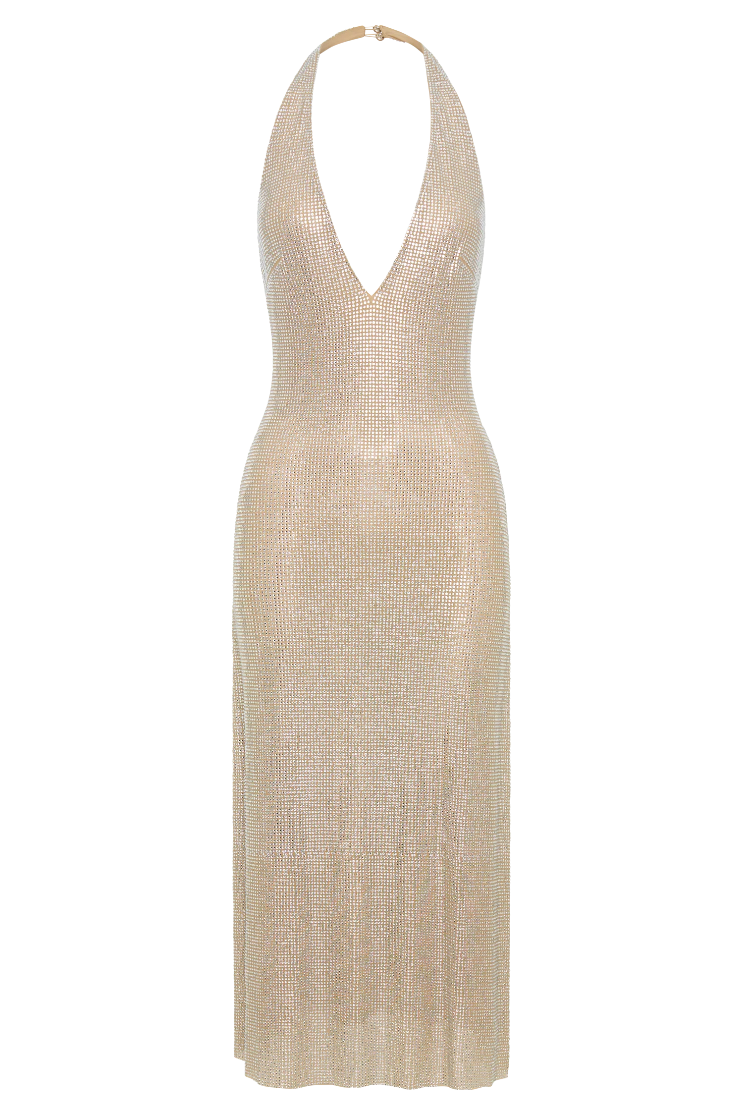 Genie Diamante Halter Midi Dress - Nude - Image 9