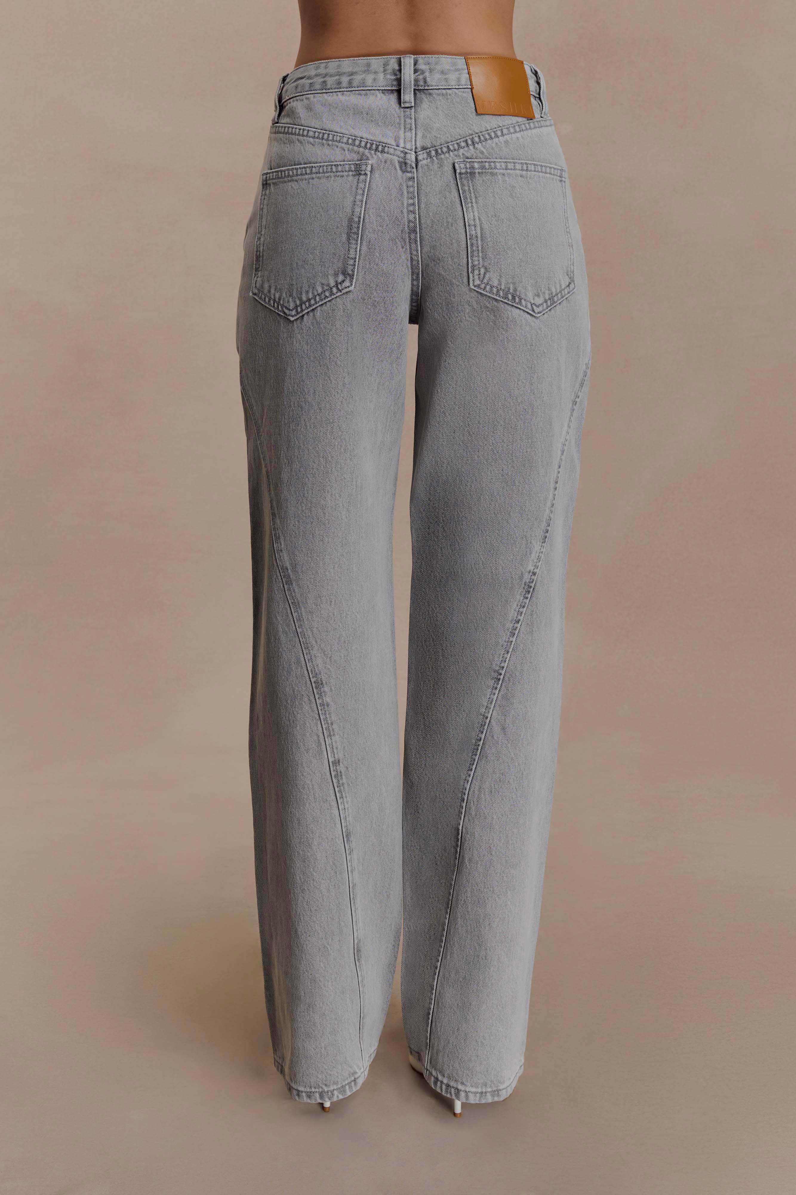 Georgette Mid Rise Paneled Denim Jeans - Grey - Image 8