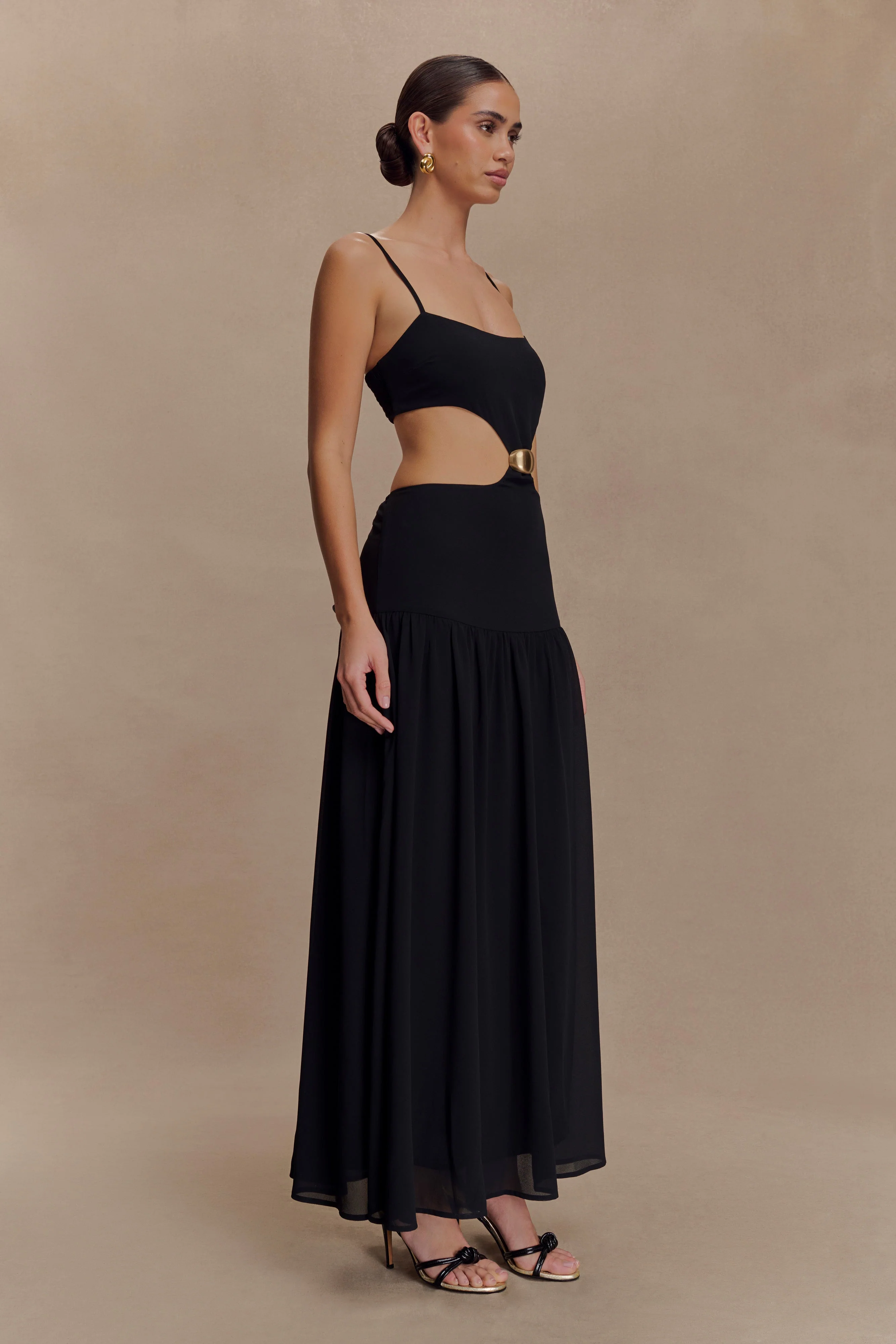Georgina Chiffon Midi Dress - Black - Image 7