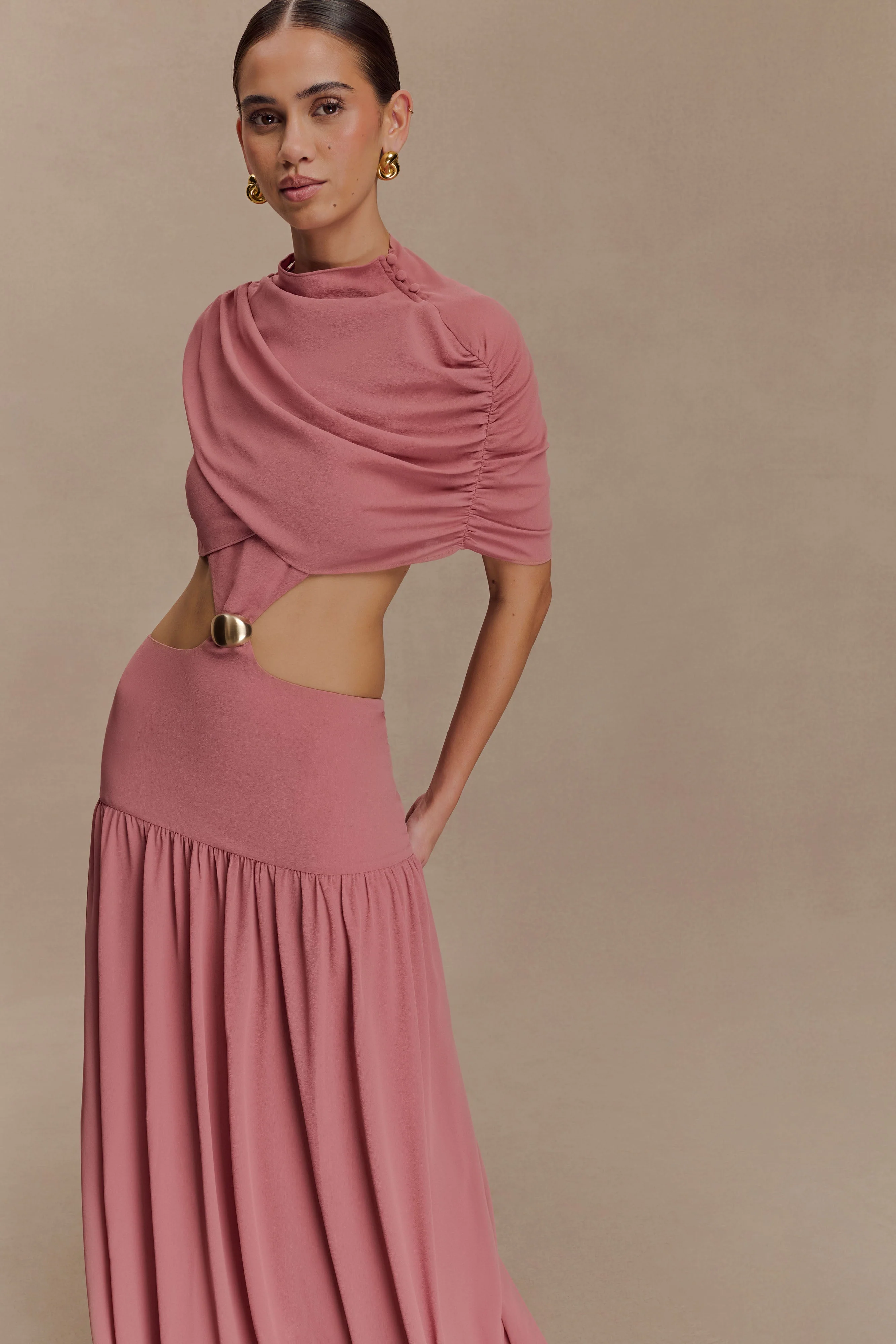Georgina Chiffon Midi Dress - Burnt Rose - Image 6