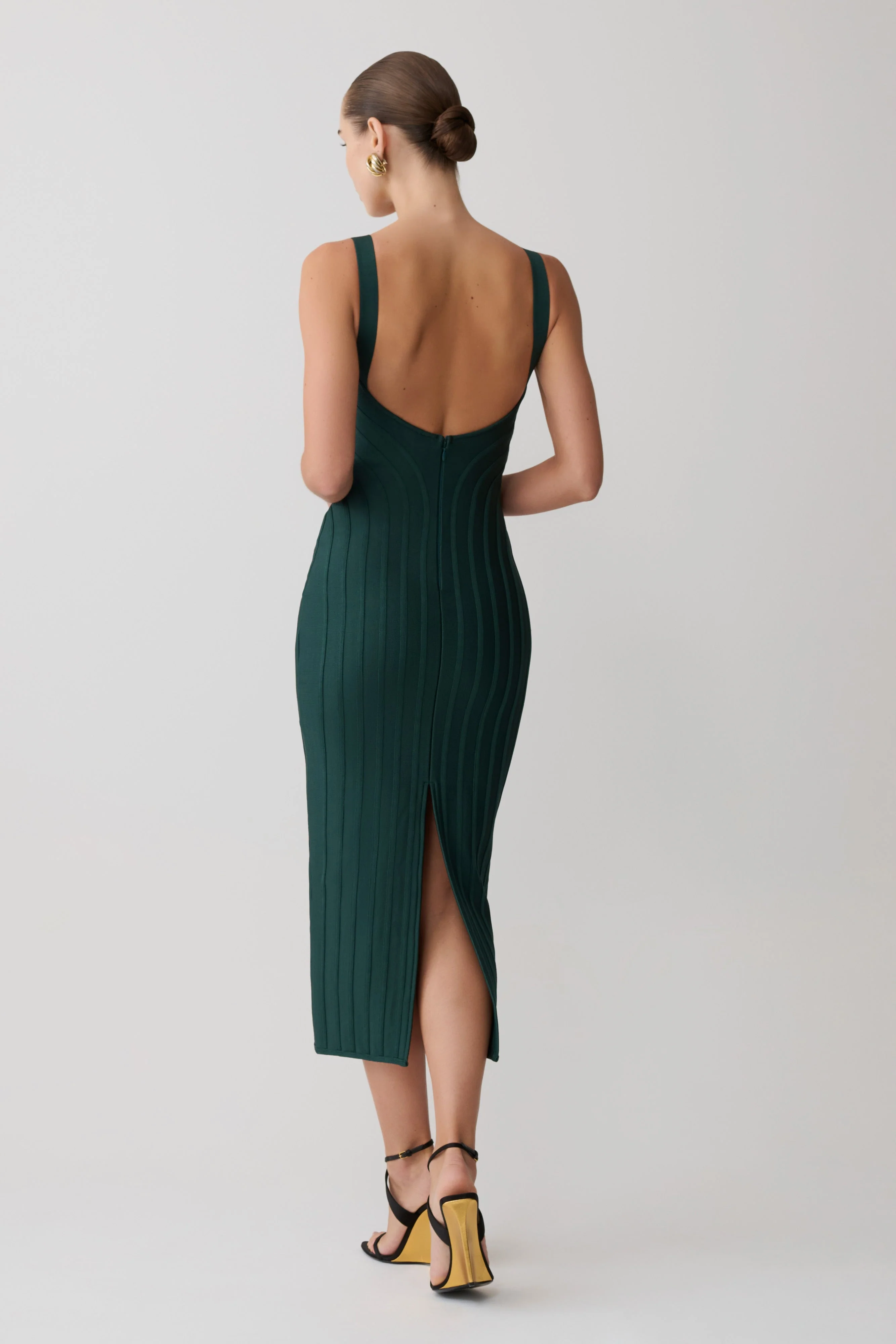 Gia Bandage Knit Midi Dress - Teal - Image 2